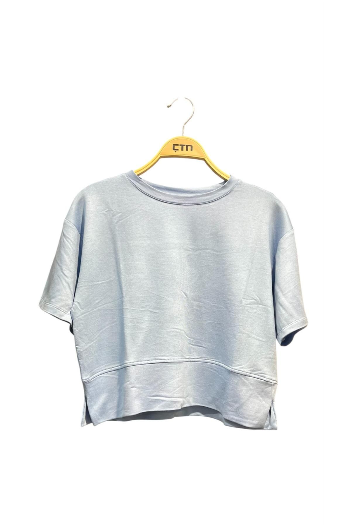 Ctn Kadın Bisiklet Yaka Yanı Yırtmaçlı Orta Boy T-Shirt