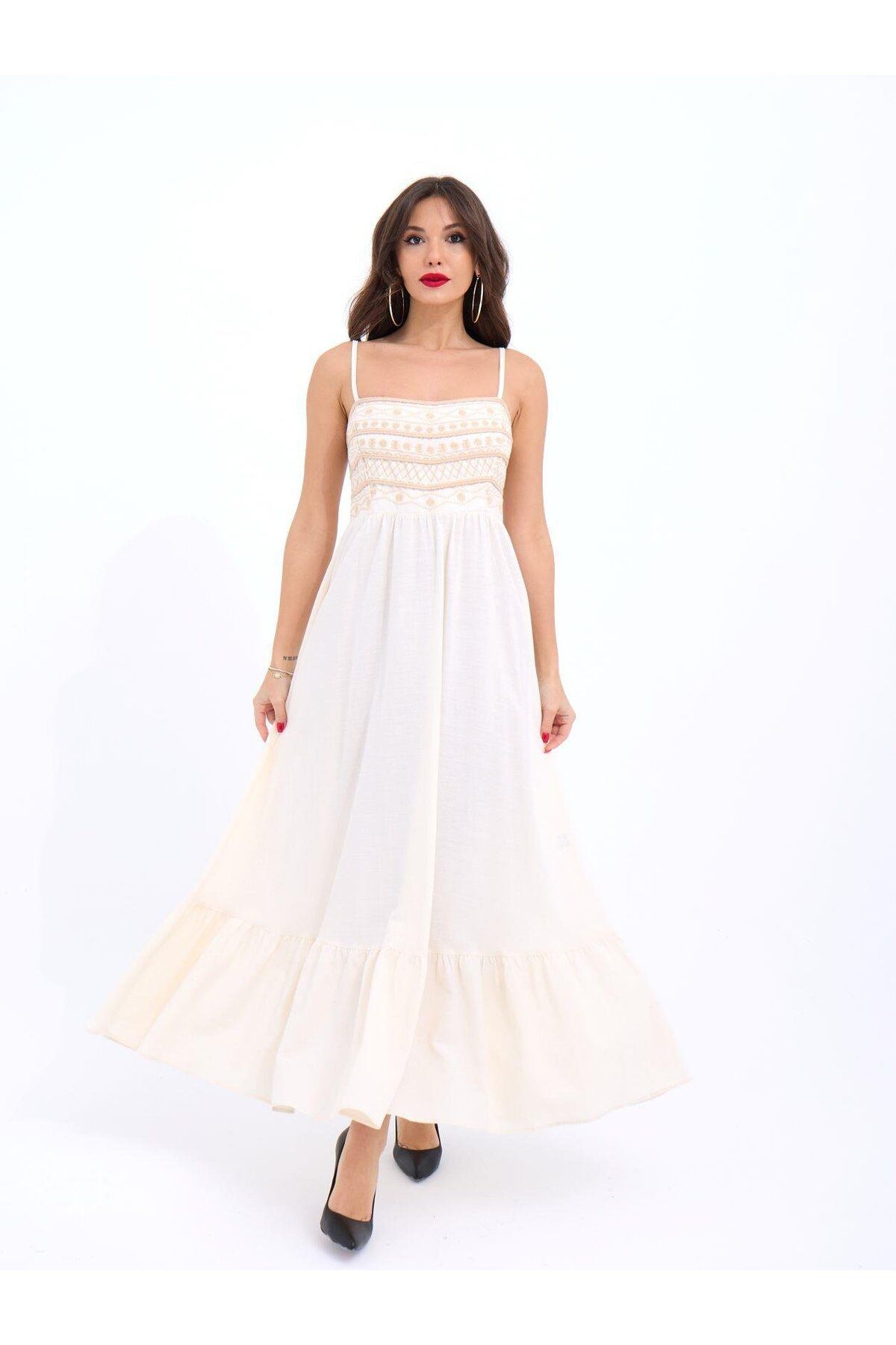 ETİLER COLLECTION 7114 ELBİSE-BEJ