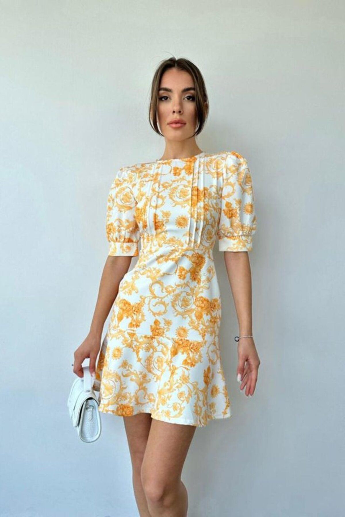 ETİLER COLLECTION Sarı Çiçekli Elbise