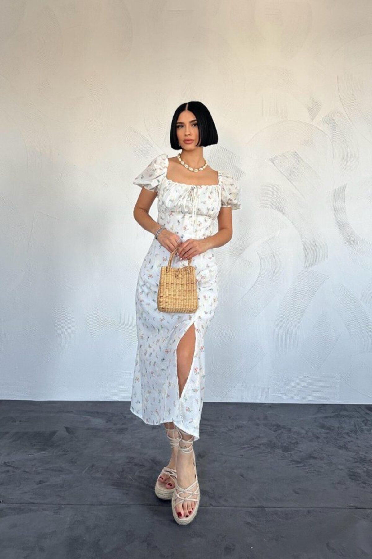ETİLER COLLECTION Lila Çiçekli Yazlık Elbise