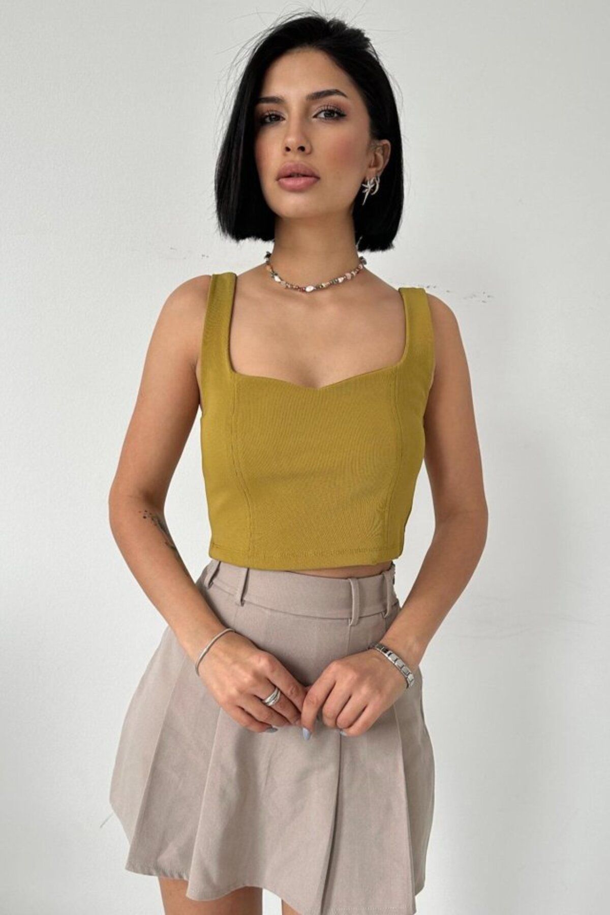 ETİLER COLLECTION Yağ Yeşili Askılı Bluz