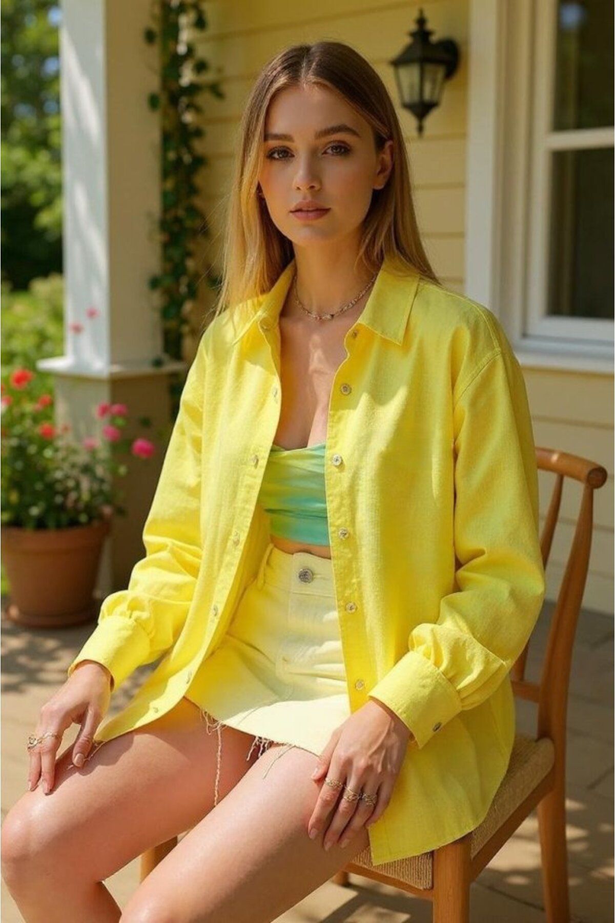 TUA MODA TUA MODA Kadın Uzun Kollu Oversize Gömlek