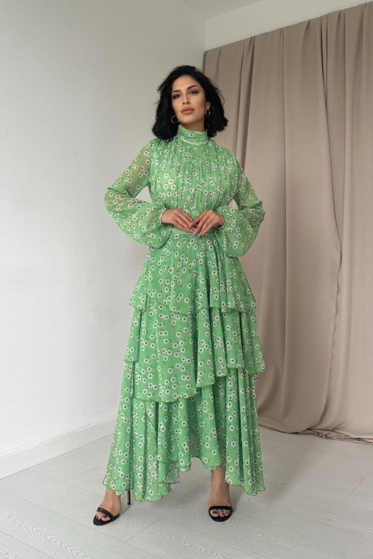 ETİLER COLLECTION Yeşil Bel Detaylı Elbise