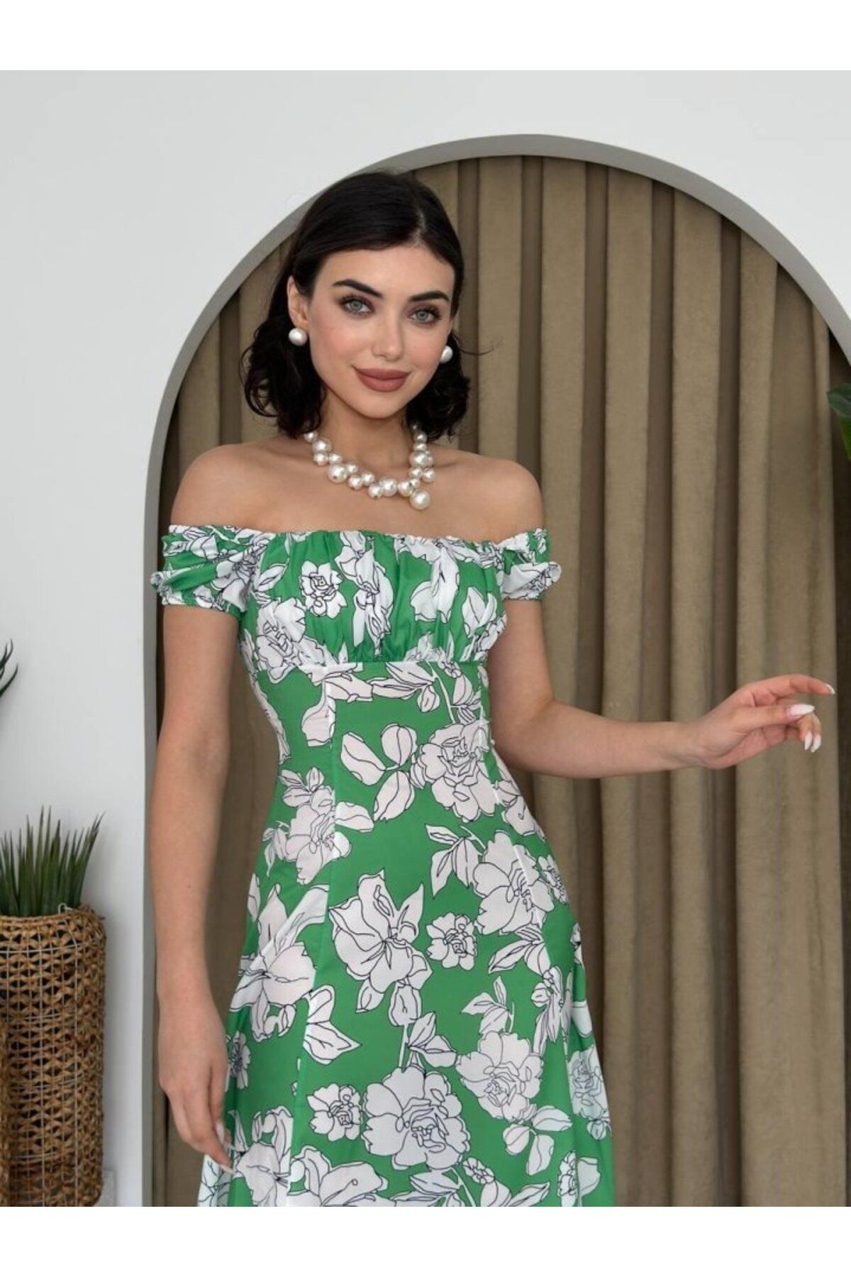 ETİLER COLLECTION Kare Yaka Çiçekli Elbise