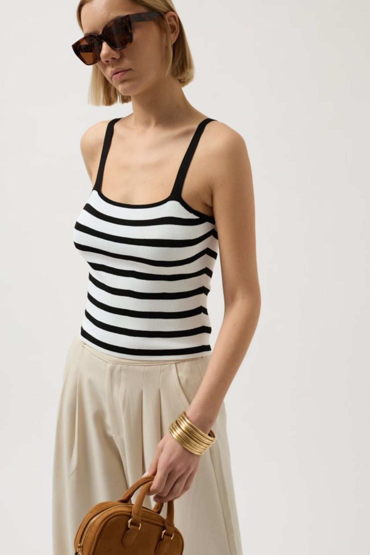 ETİLER COLLECTION Çizgili Askılı Bluz