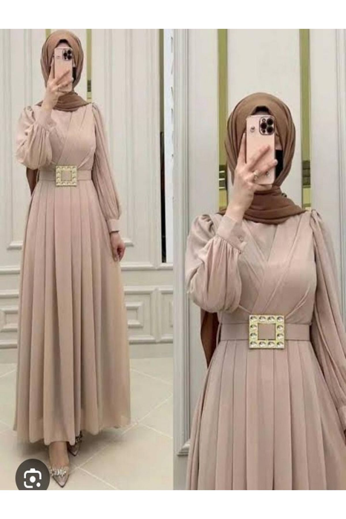 KLASS LİFE KEMERLİ ŞİFON ELBİSE