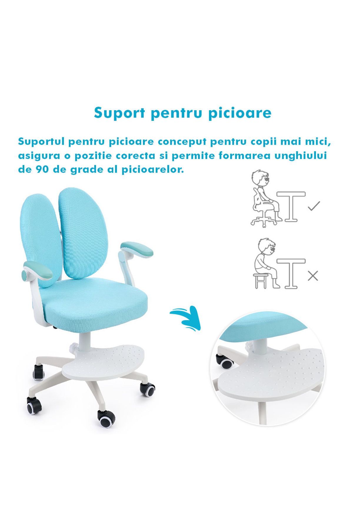 Onuvio-® Scaun ergonomic reglabil pentru clasele primare - Învățarea posturii corecte - Albastru 8
