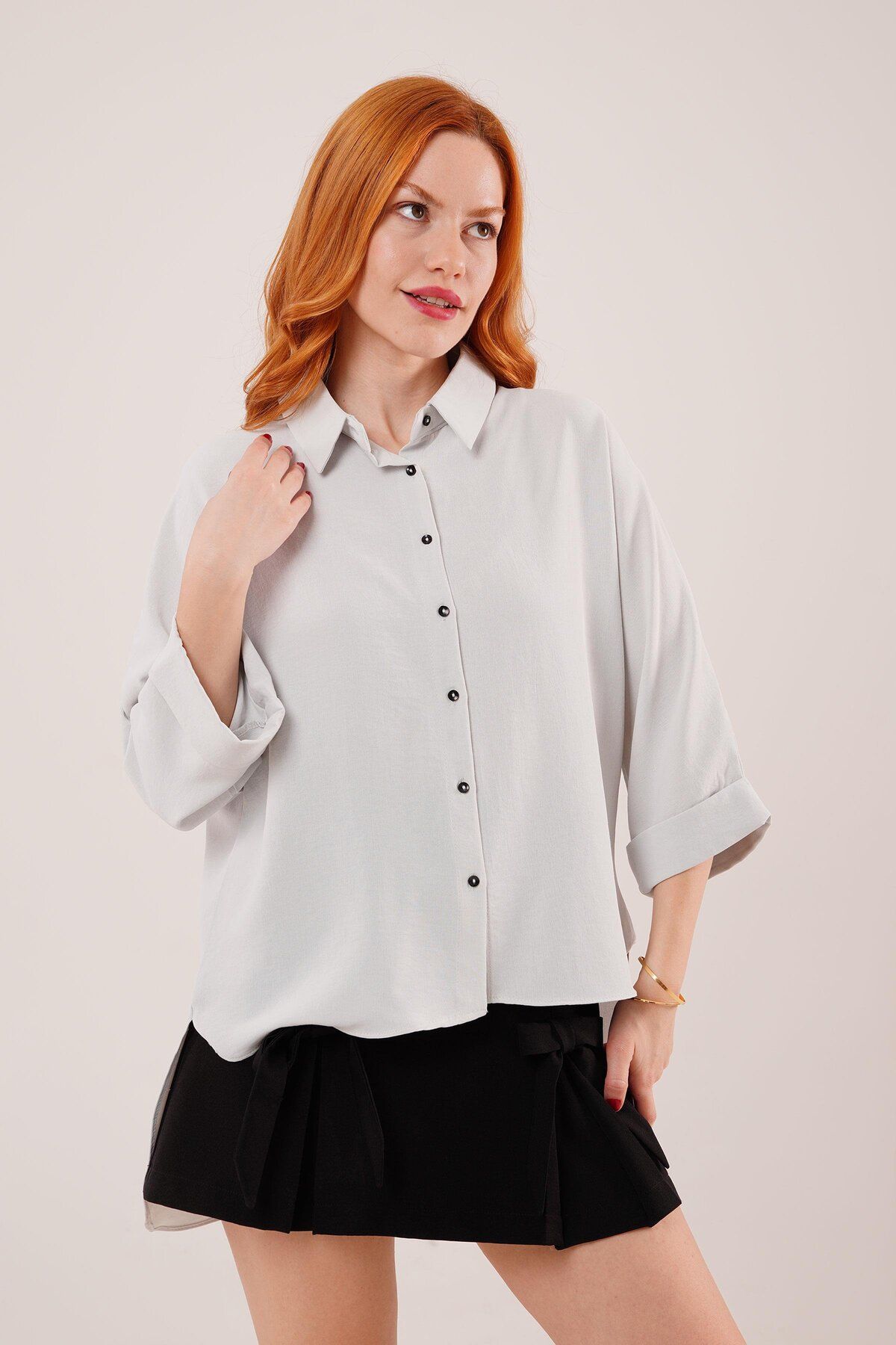 ETİLER COLLECTION Yarasa Kol Rahat Kalıp Melanj Gömlek