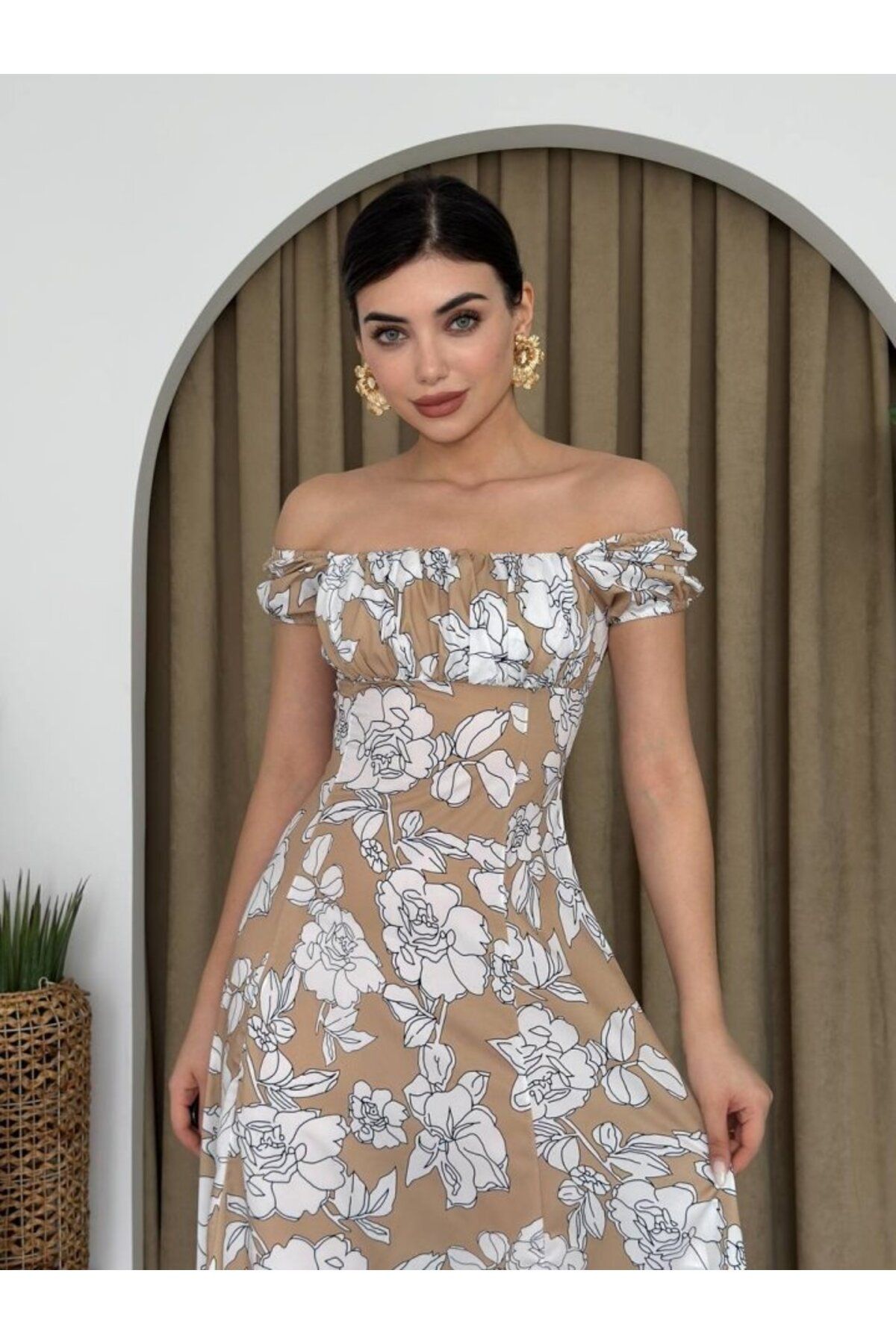 ETİLER COLLECTION Kare Yaka Çiçekli Elbise