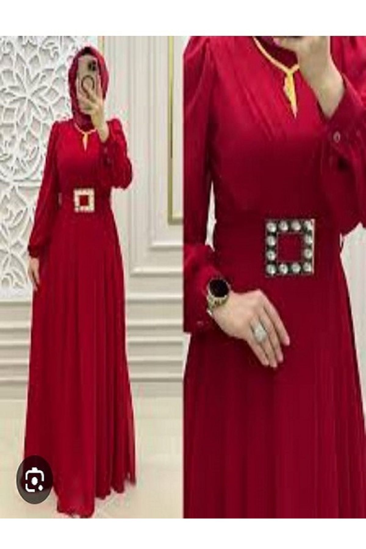 KLASS LİFE KEMERLİ ŞİFON ELBİSE