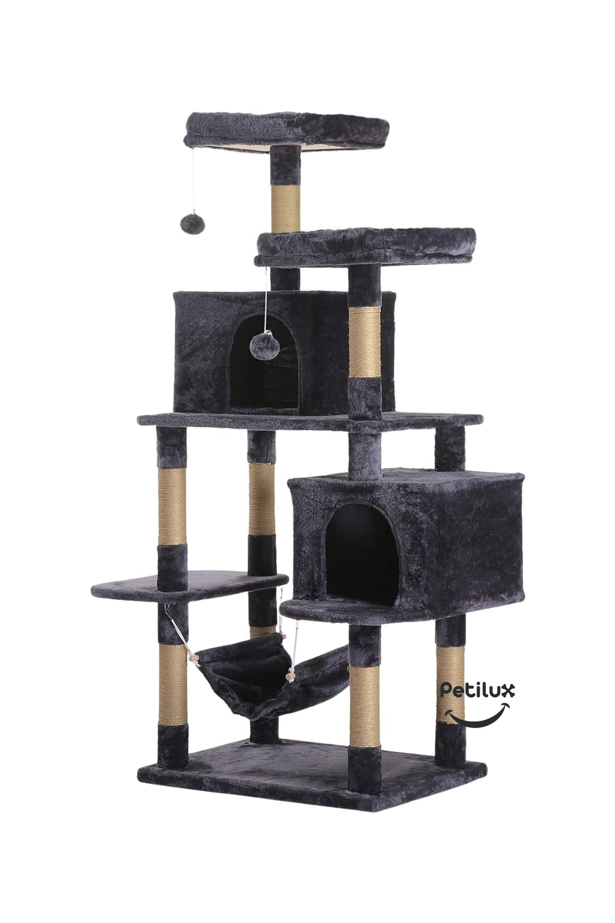 Petilux-Double Slot Luxury Large Size Scratching Cat Play House with Hammock Cat Scratching 4