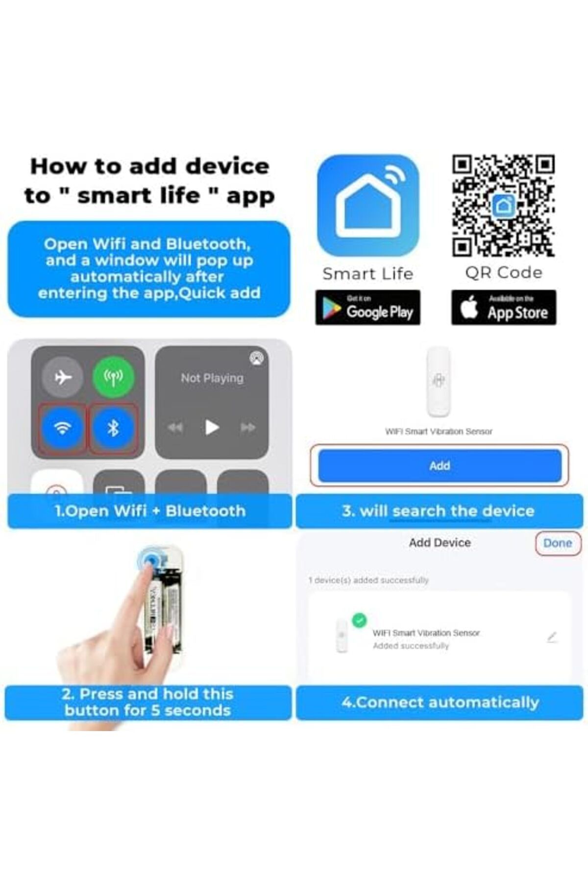UanTii-Smart Vibration Detector Tuya Wifi Vibration Sensor Smart Home Security System Support Smart 9