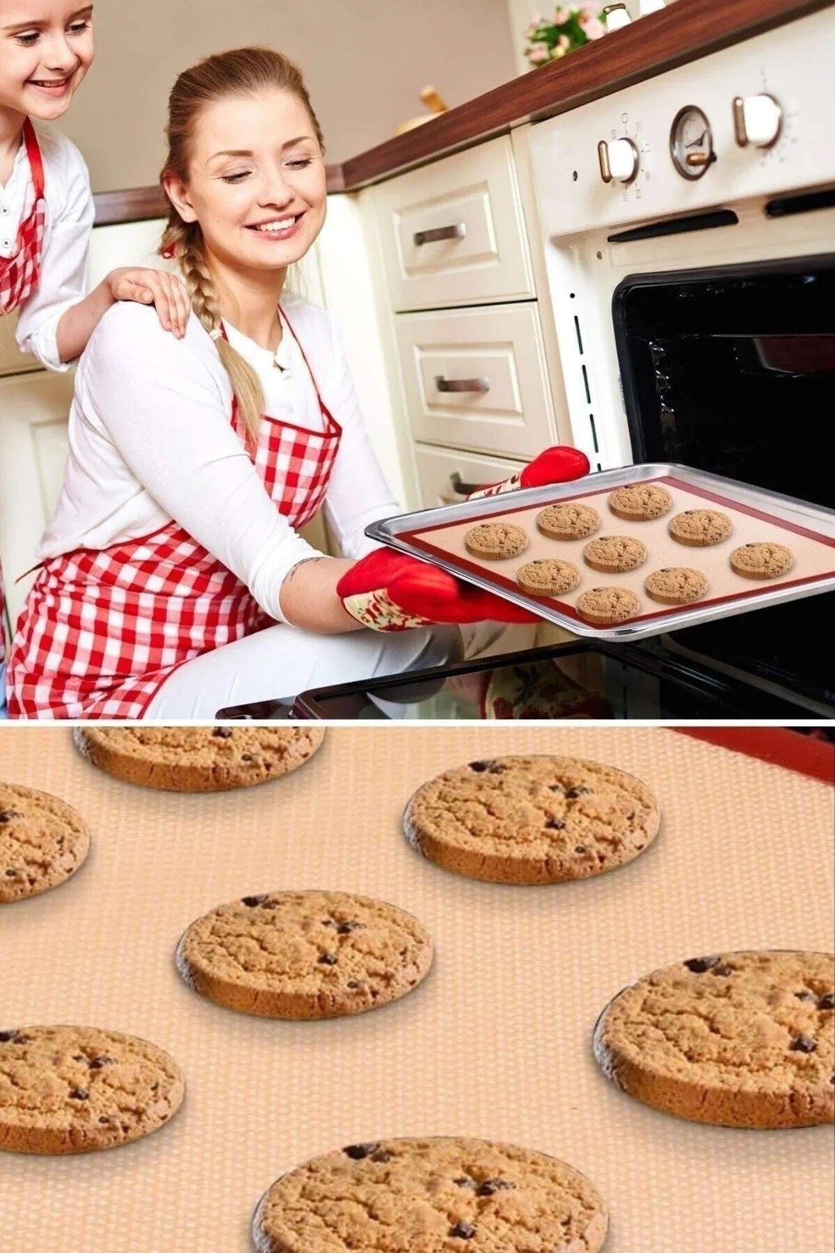morponi Yanmaz Yapışmaz Silikon Çok Amaçlı Geniş Fırın Matı Kurabiye Kek Pişirme Matı 30*40 Cm