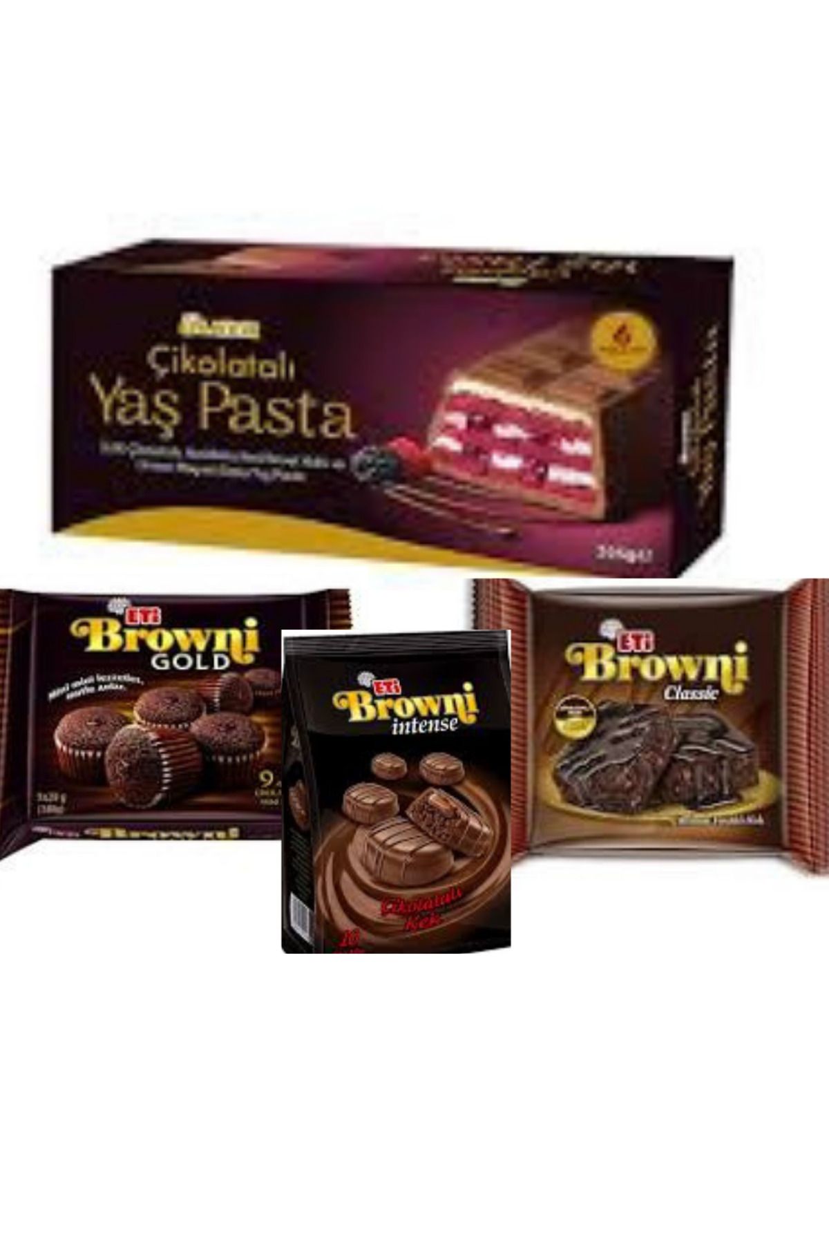 Eti-Chocolate Wet Cake 396 Gr and Browni Set of 3 Large Size Cakes 1