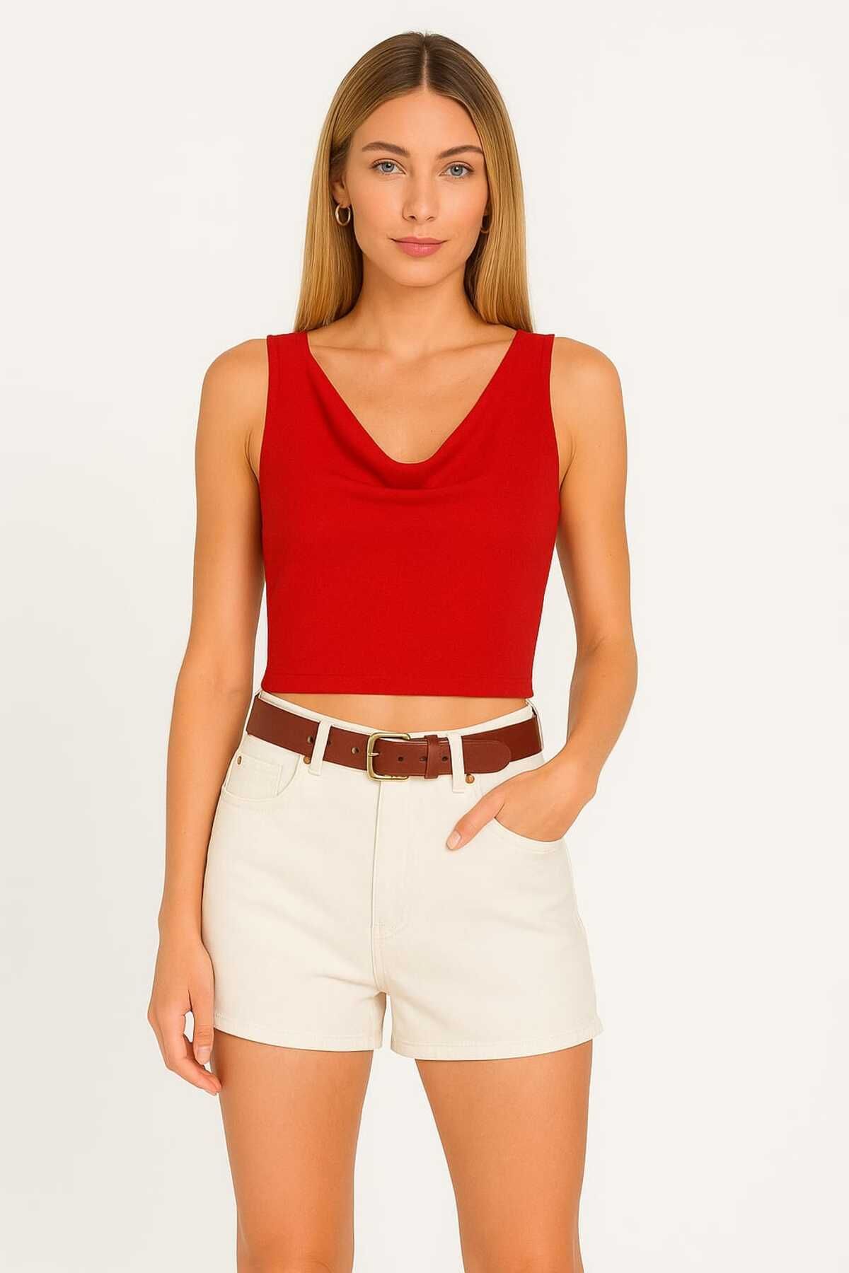 By Kul Design KADIN DEGAJE YAKA SIRT DEKOLTE CROP