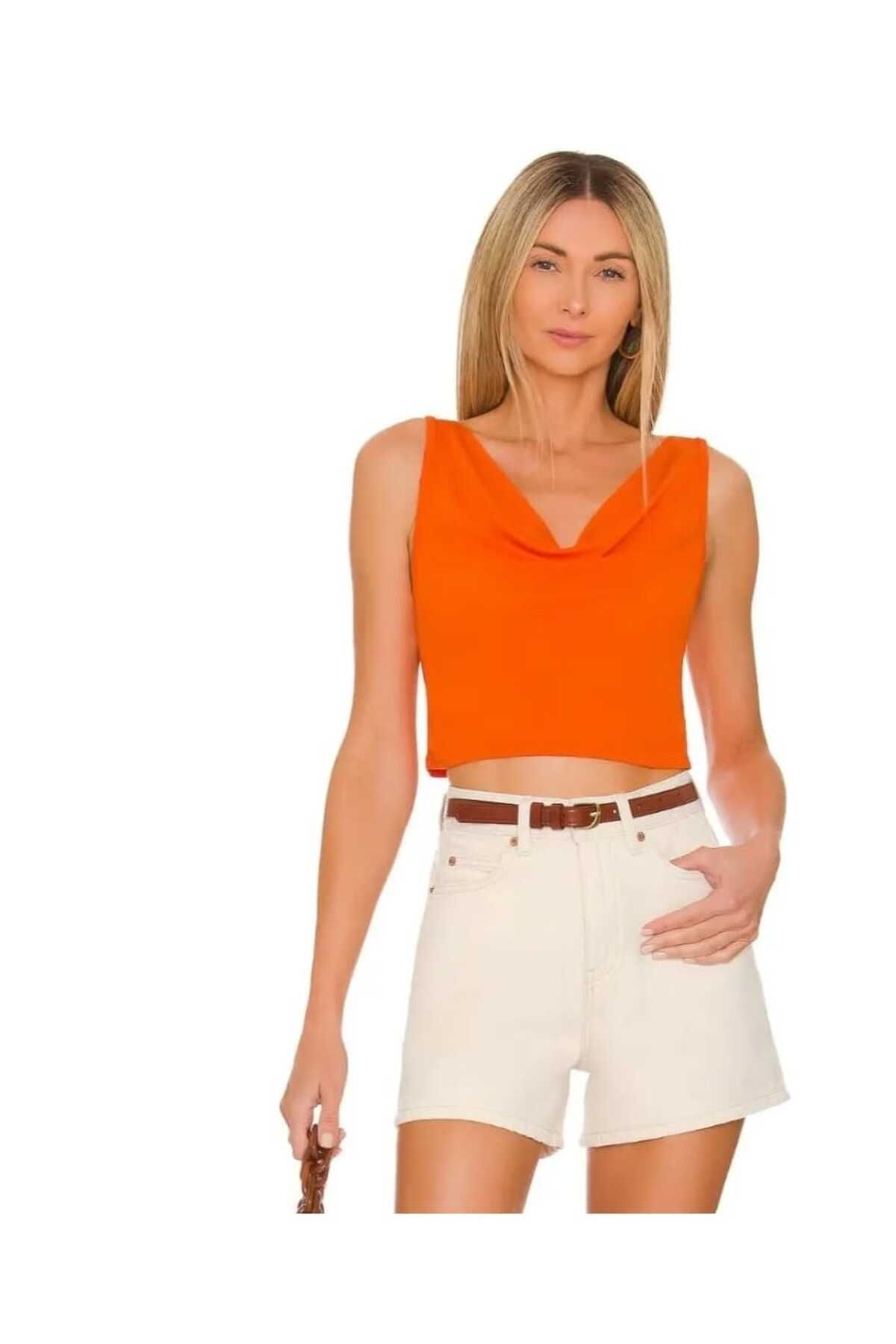By Kul Design KADIN DEGAJE YAKA SIRT DEKOLTE CROP