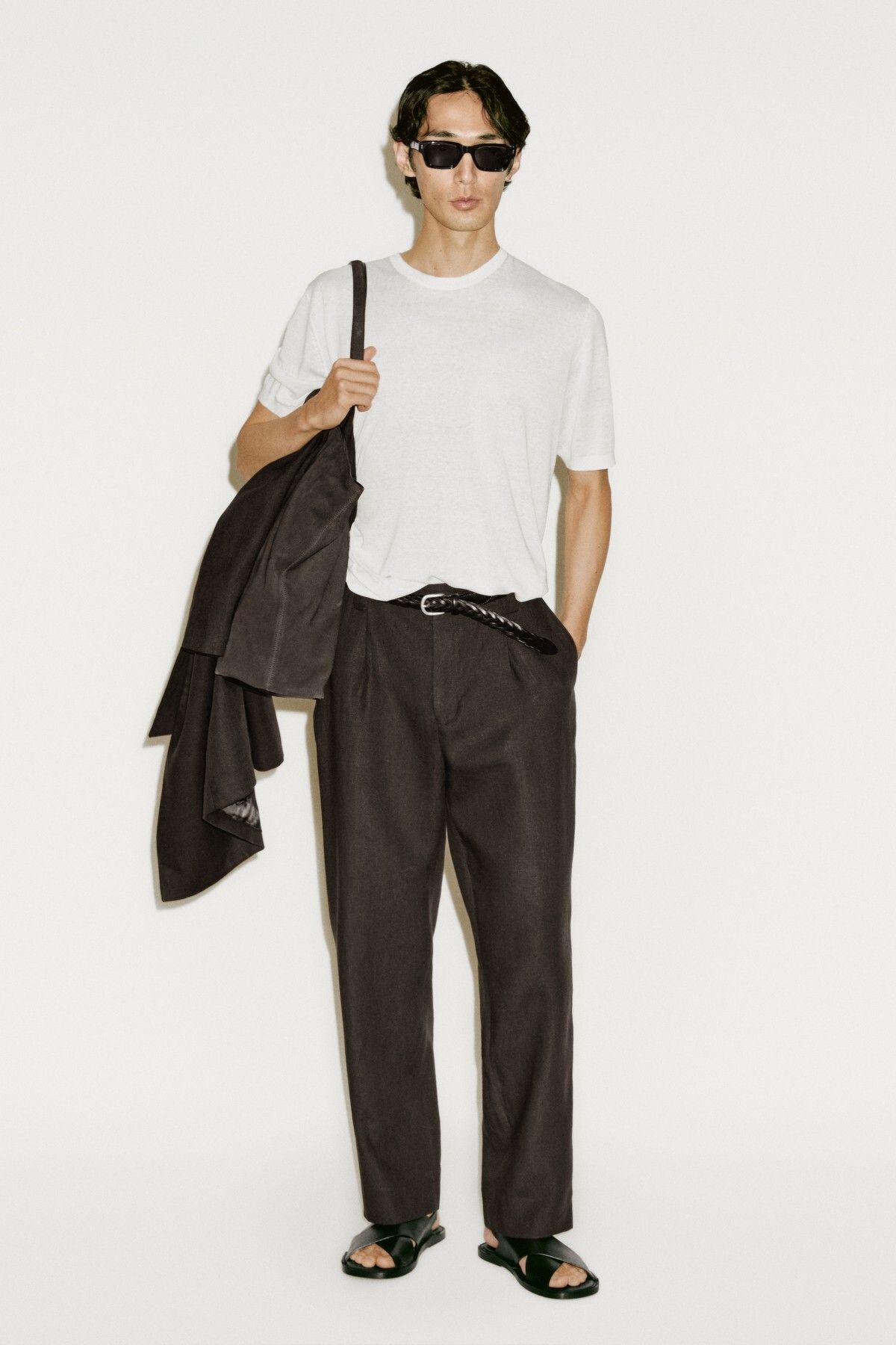 Massimo Dutti İpek karışımlı triko t-shirt - Limited Edition