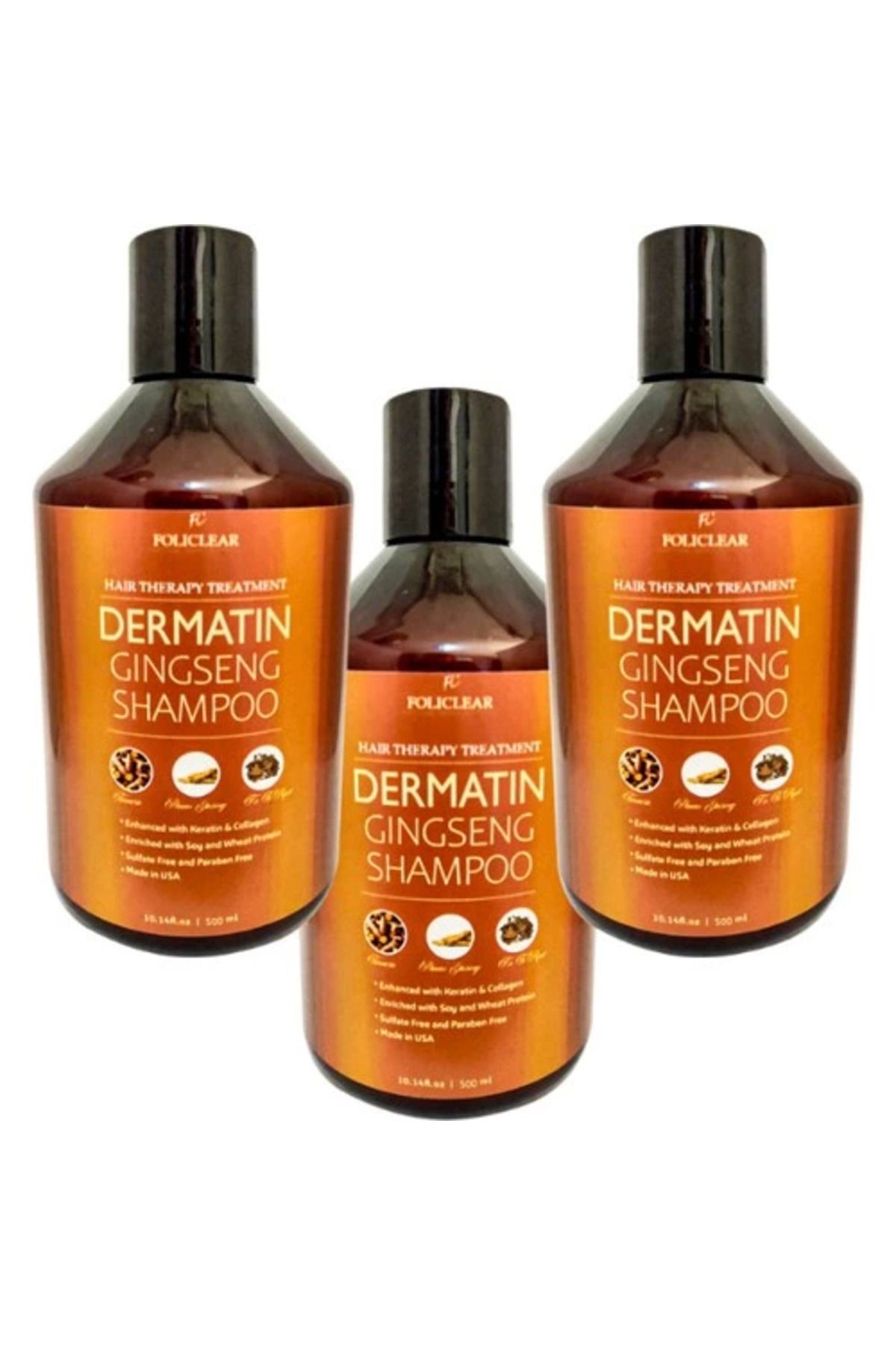 Vemora Policlear Dermatin Shampoo Özel Parlak Uzun Güçlü Ginsengli 500 ml x 3 adet