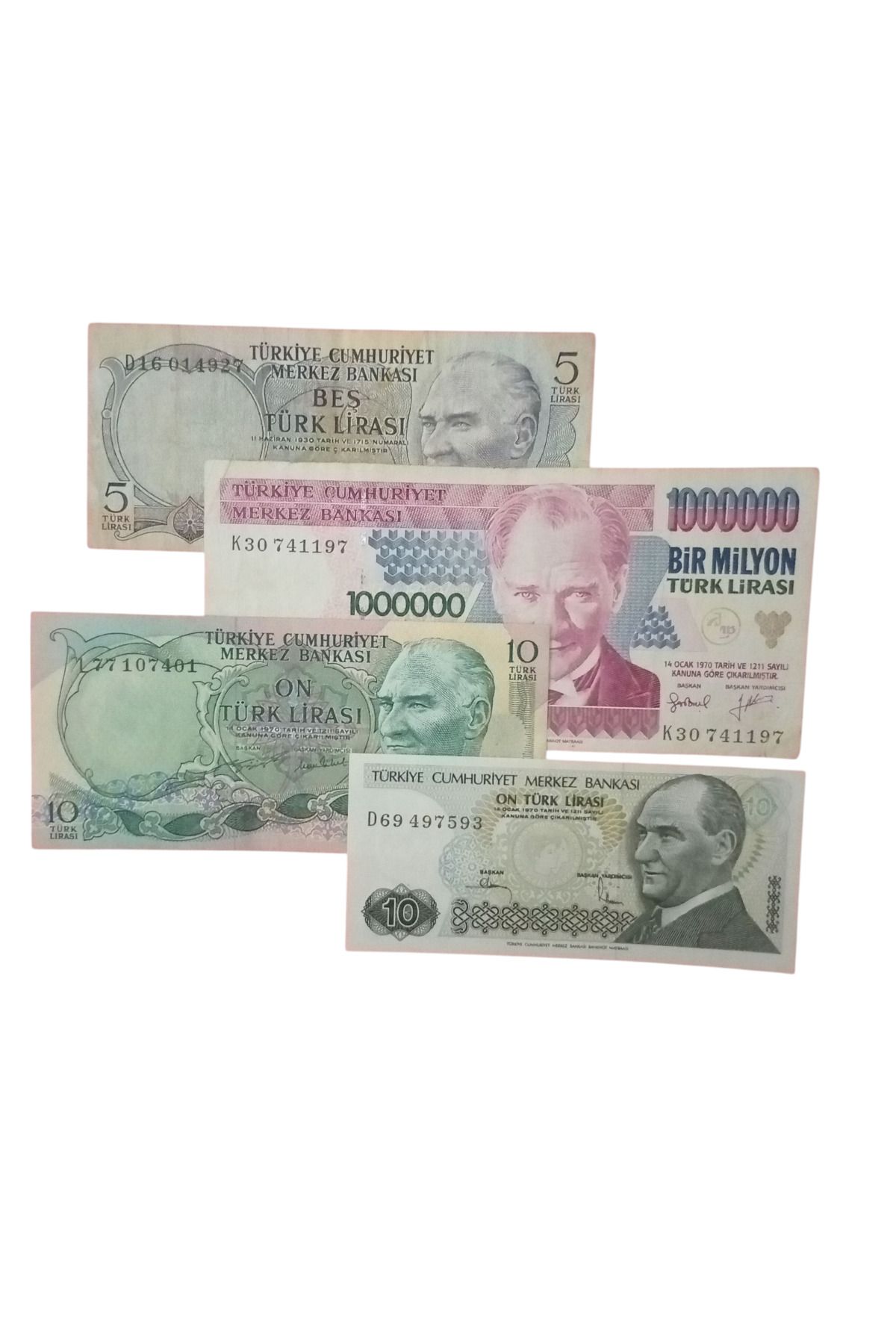 Yediotuz 6. 7. Emisyon 4 Adet Koleksiyon Kağıt Para Koleksiyon Başlangıç Setleri Antika Darpane Hobi Hediye