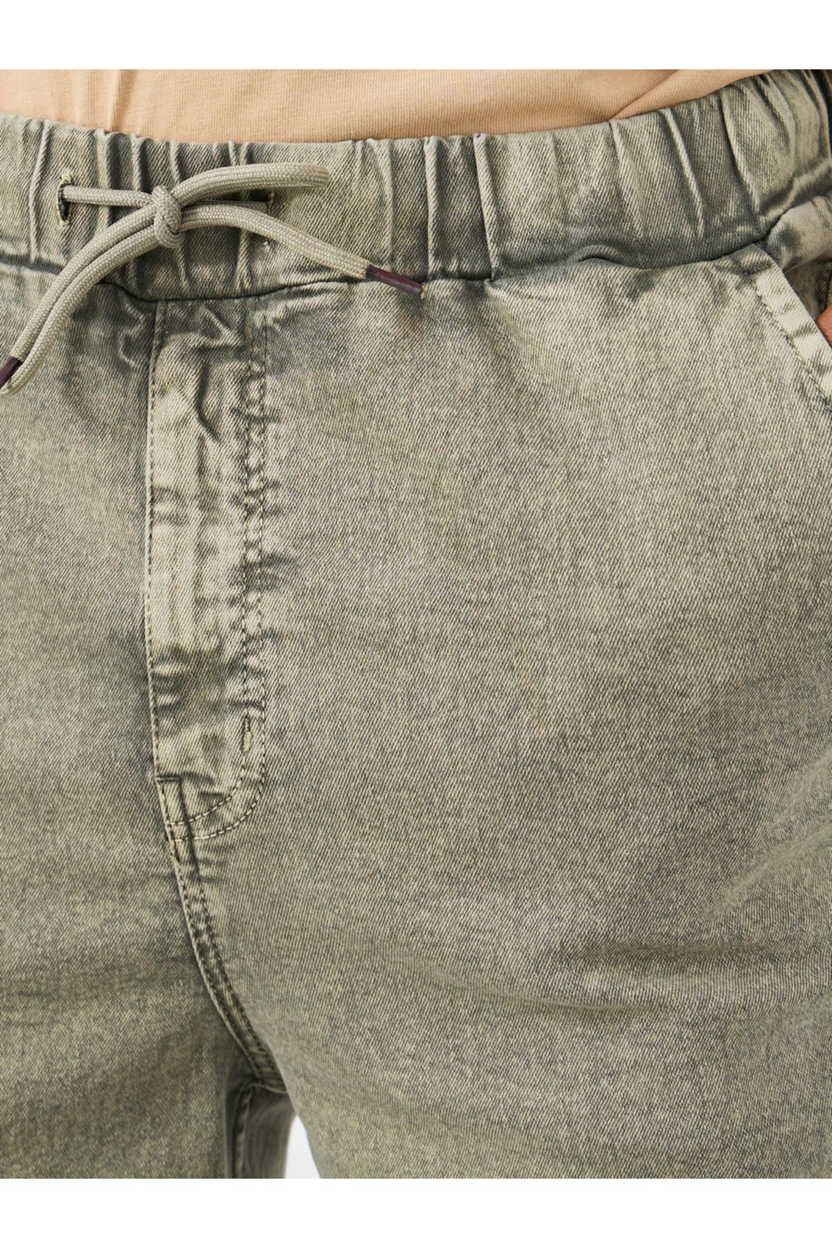 Styli-Mid Rise Overdyed Jogger Fit Jeans with Drawstring 3