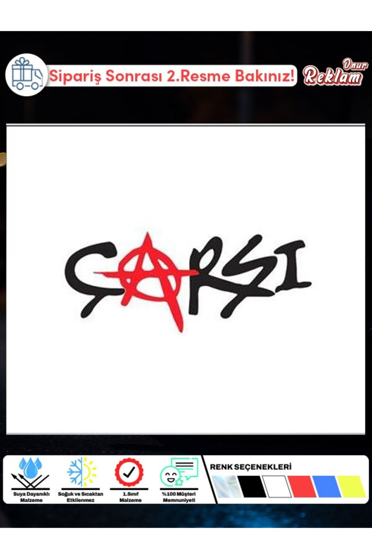 Onur Reklam Çarşı Logo Sticker – Anarşi Sembollü Araba ve Motosiklet Çıkartması | Suya Dayanıklı Vinil