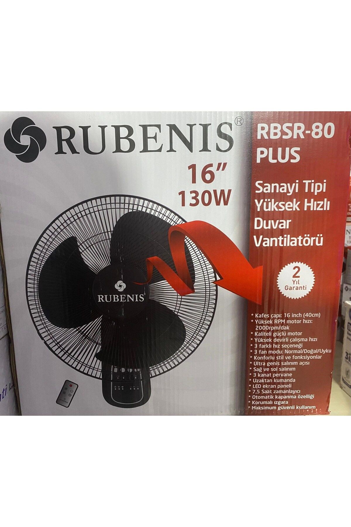 Rubenis RBSR-80 PLUS Kumandalı Duvar Vantilatörü Siyah