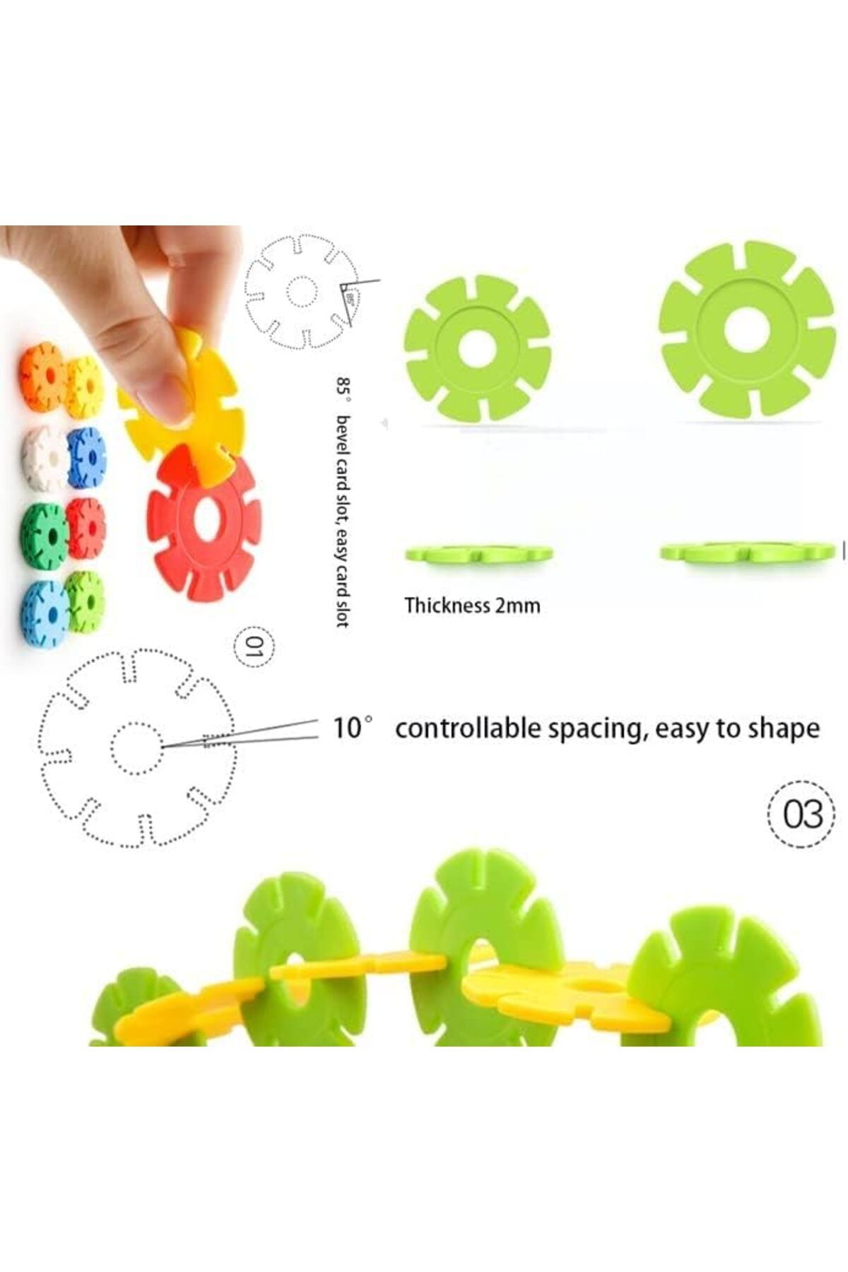 Yelajoy-300 Pcs Snow Shaped Discs Puzzle,Educational Building Blocks,for Kids 5+ 3