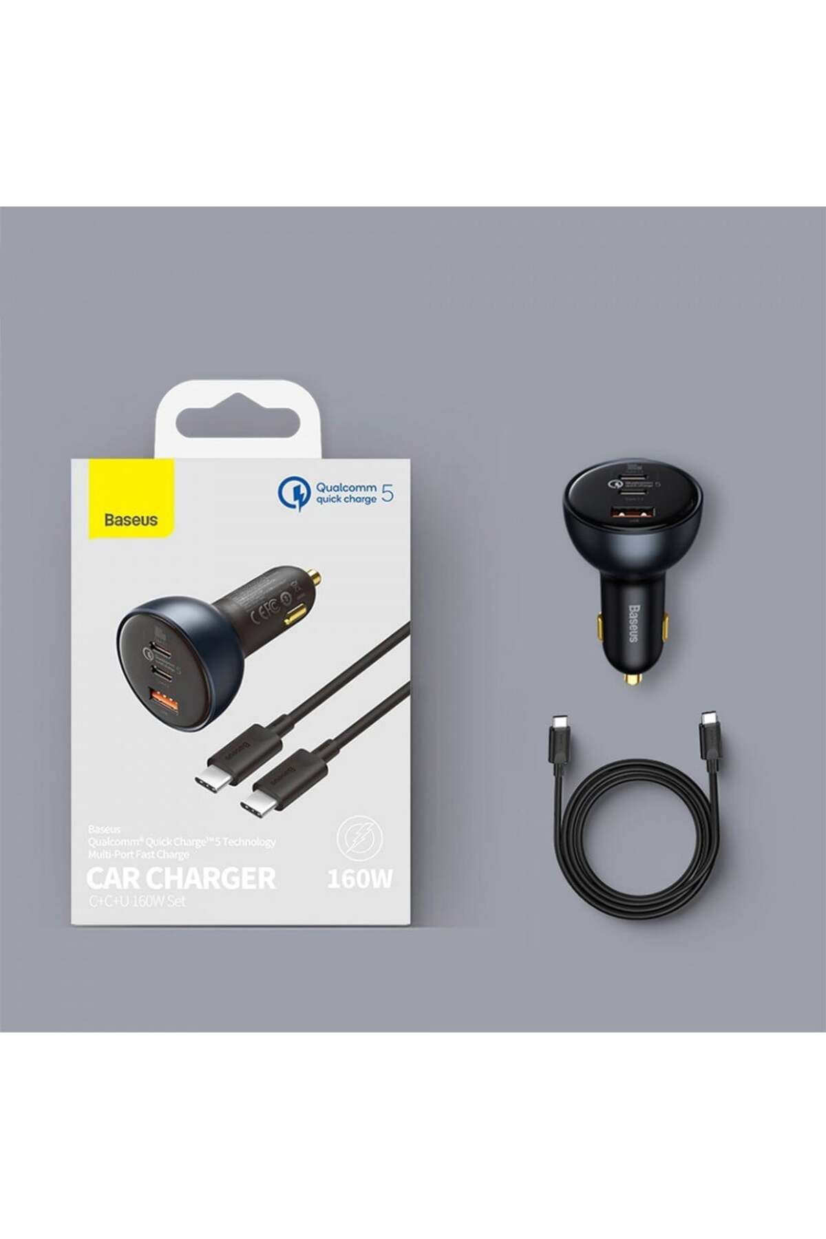 Baseus-Încărcător auto 2xTip-C, USB, cablu Tip-C, (TZCCZM-0G) - Negru 7