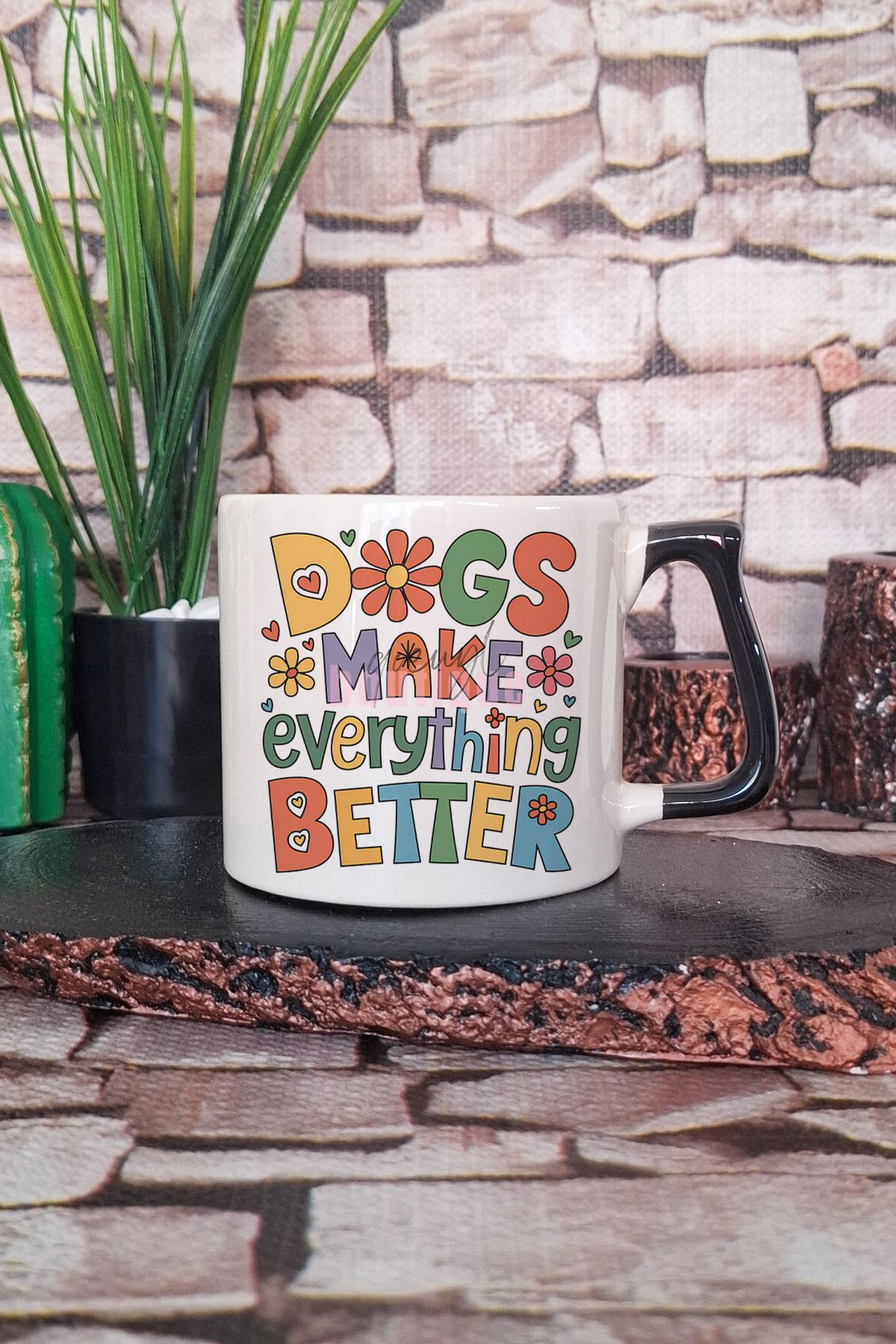 qoeuyl boutique Make Dogs Everything is better Yazılı Köpeksever Hediyelik Kulplu Kupa Bardak
