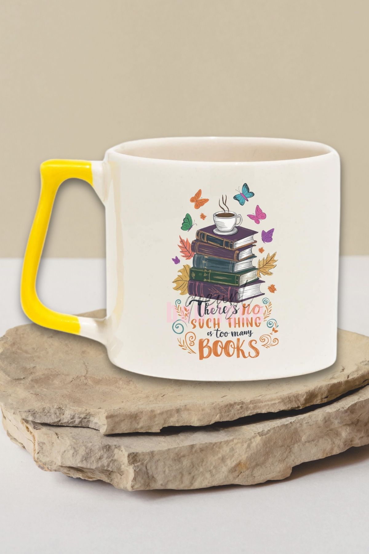 qoeuyl boutique There's No Such Thing Is Too Many Books Yazılı Kitap Sever Hediyelik Kulplu Kupa Bardak
