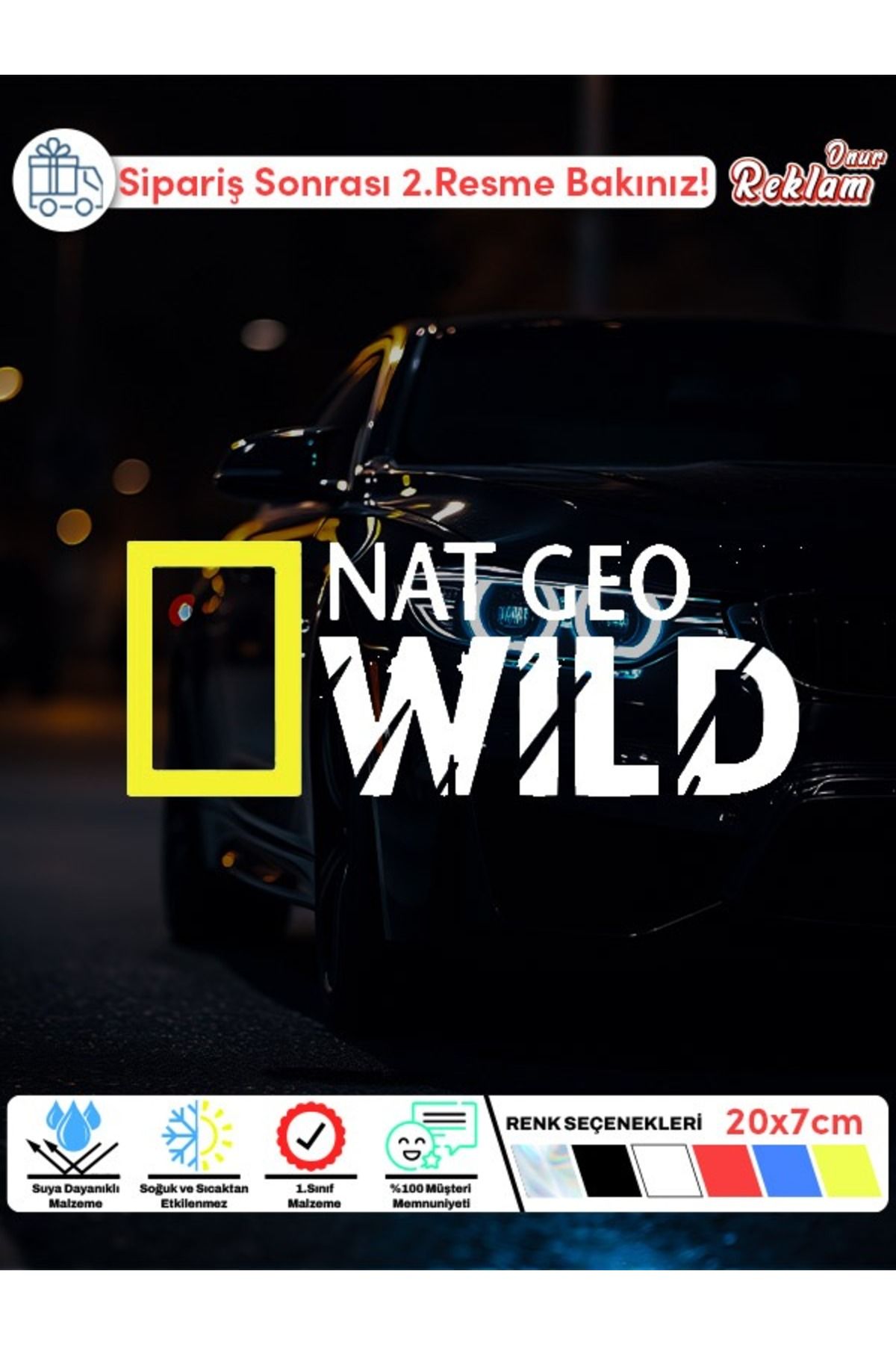 Onur Reklam Nat Geo Wild Araba Stickerı – 20x7 cm Suya Dayanıklı Çıkartma