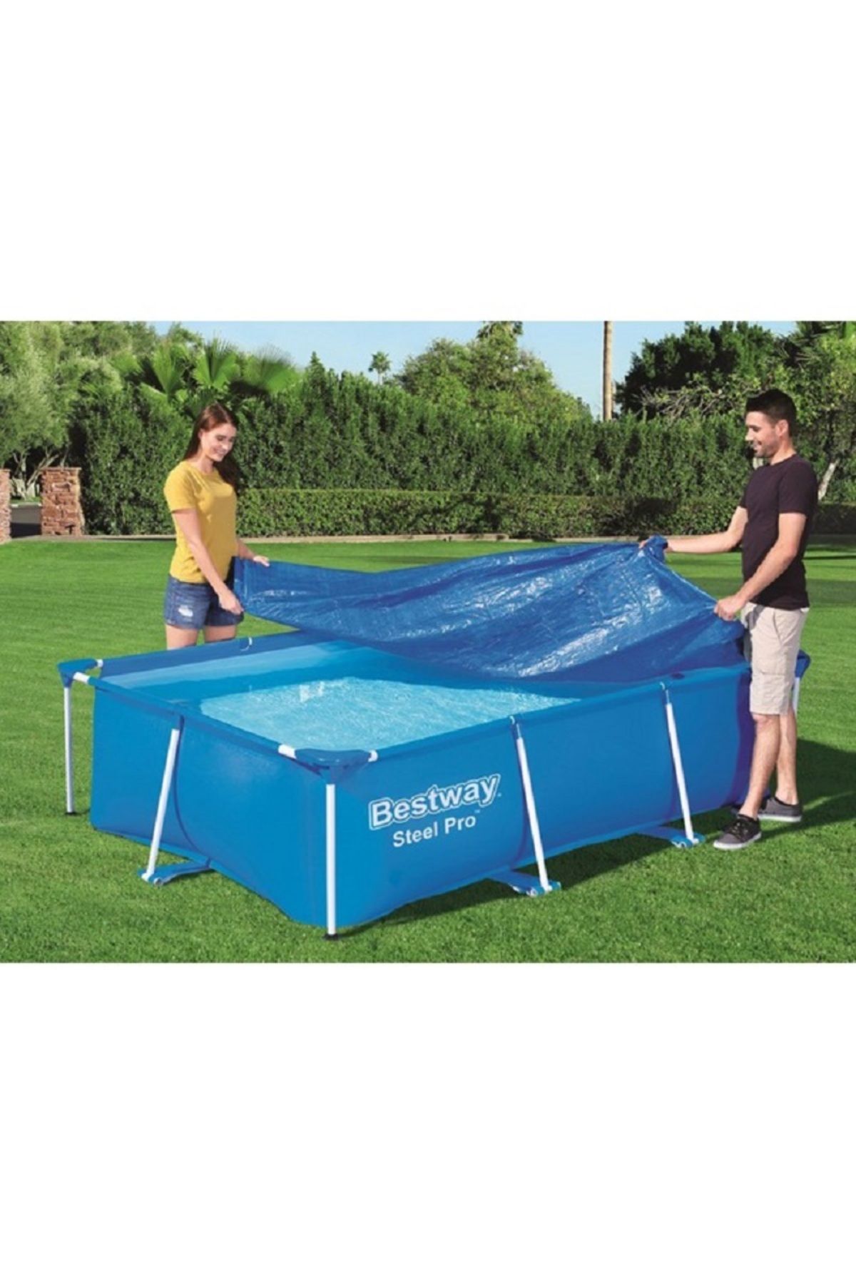 Intex-Rectangular Pool Cover – Blue (FITS POOLS UP TO 3M X 2M) | 22.8 X 10.2 X 24.4 Cm 4