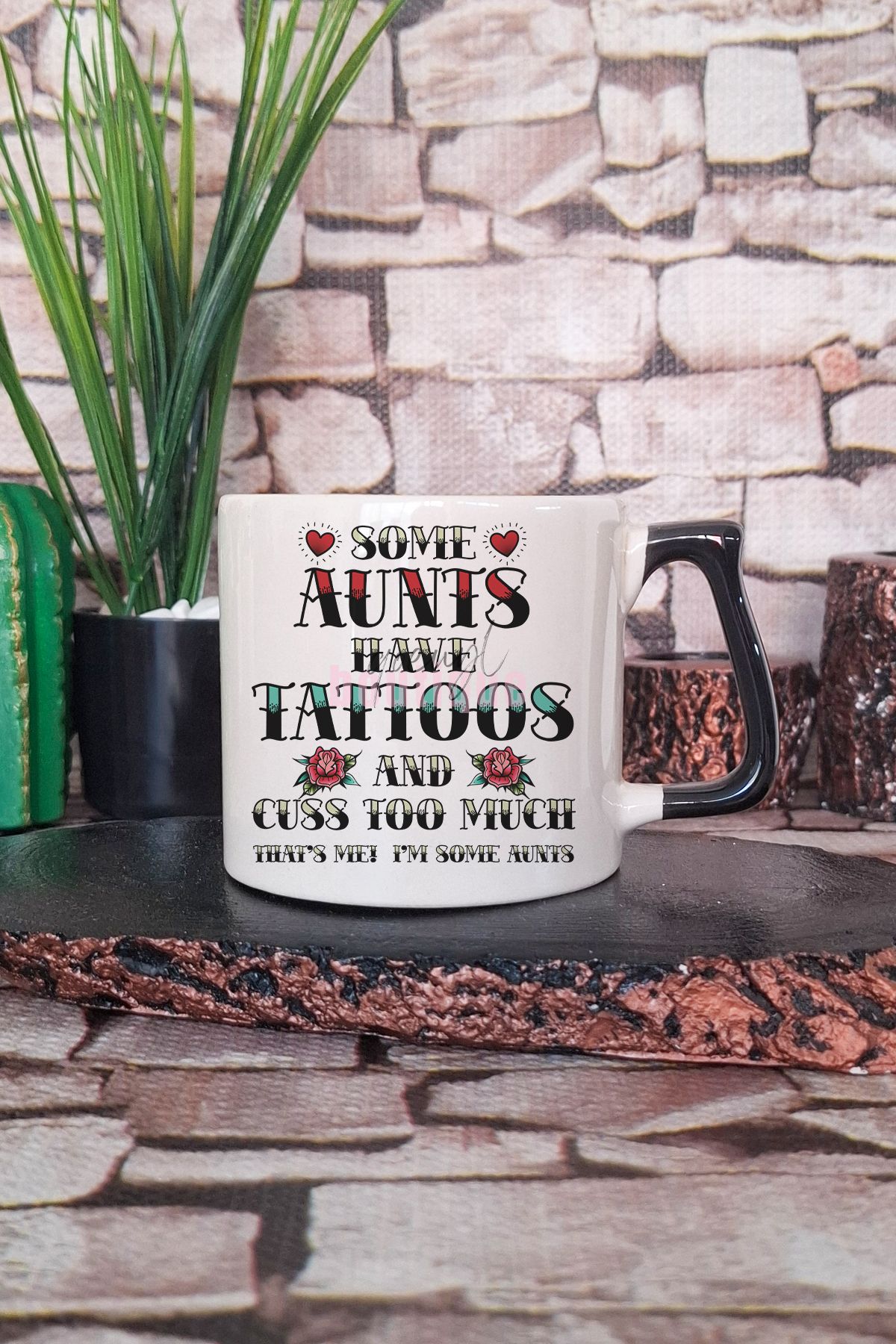 qoeuyl boutique Some Aunts Have Tattoos Baskılı Hala Teyze Hediyelik Kulplu Kupa Bardak