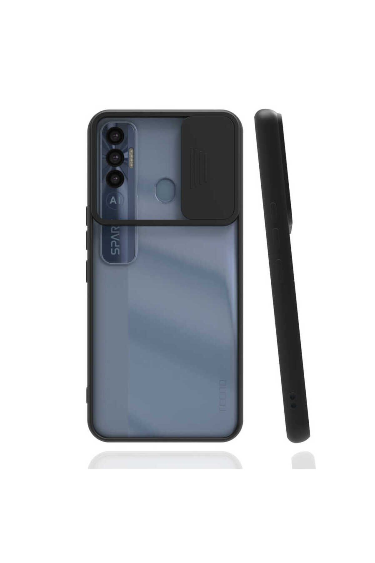 halkhouse Tecno Spark 7 Pro Kılıf Kamera Korumalı Sürgülü Renkli Sert Esnek Silikon Lensi Kapak