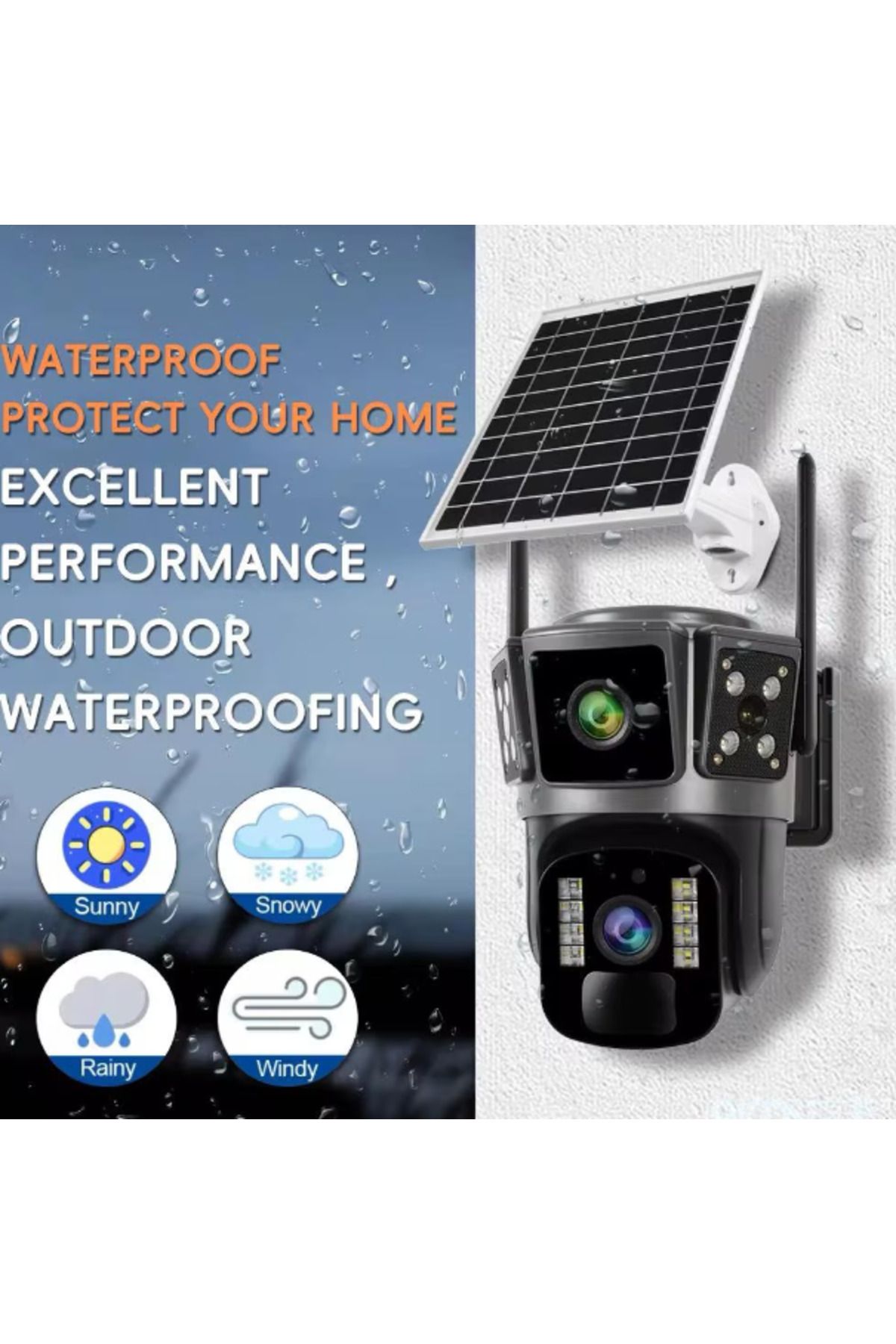 COBI SMART®-Camera de supraveghere solara, 6MP, 360, WiFi, Panou Solar, Night Vision, Detectie Umana, 2 lentile 4