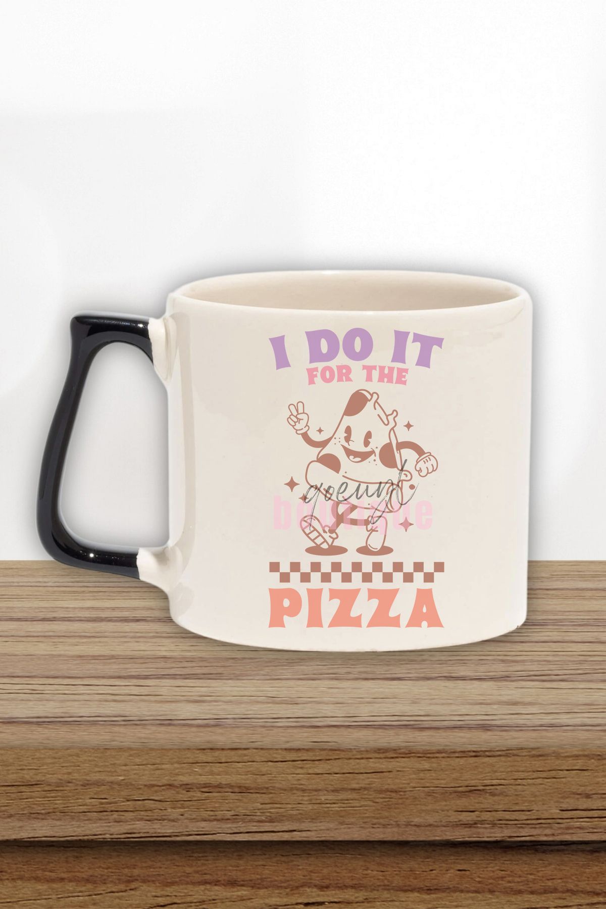 qoeuyl boutique I Do It For The Pizza Yazılı Komik Gym Spor Pizza Aşkı Hediyelik Kulplu Kupa Bardak