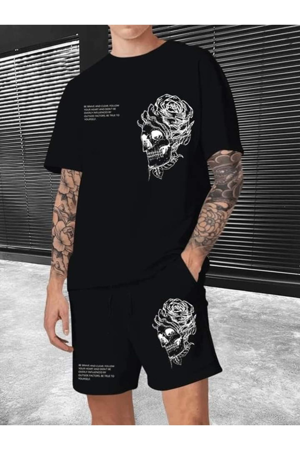 LUNAVISTA Men's Summer Printed T-Shirt and Shorts Set