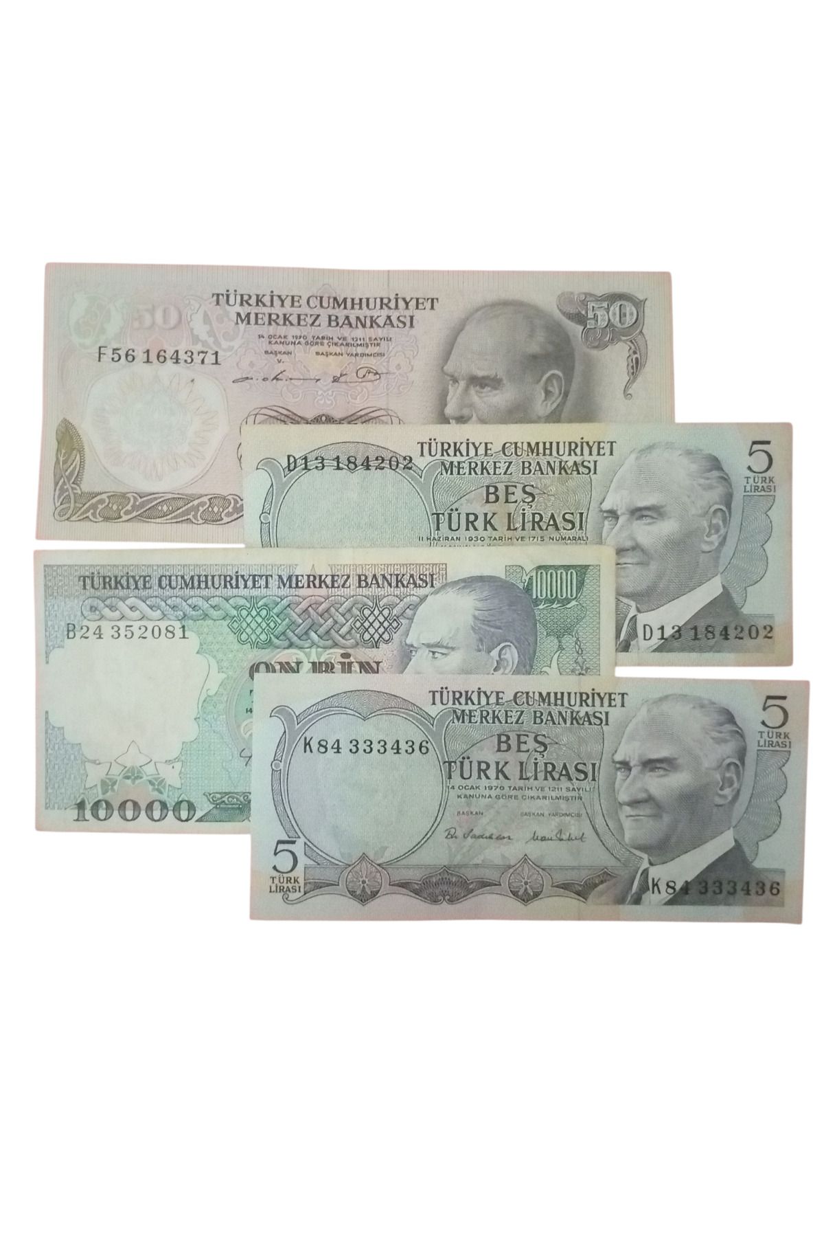 Yediotuz 6. 7. Emisyon 4 Adet Koleksiyon Kağıt Para Koleksiyon Başlangıç Setleri Antika Darpane Hobi Hediye