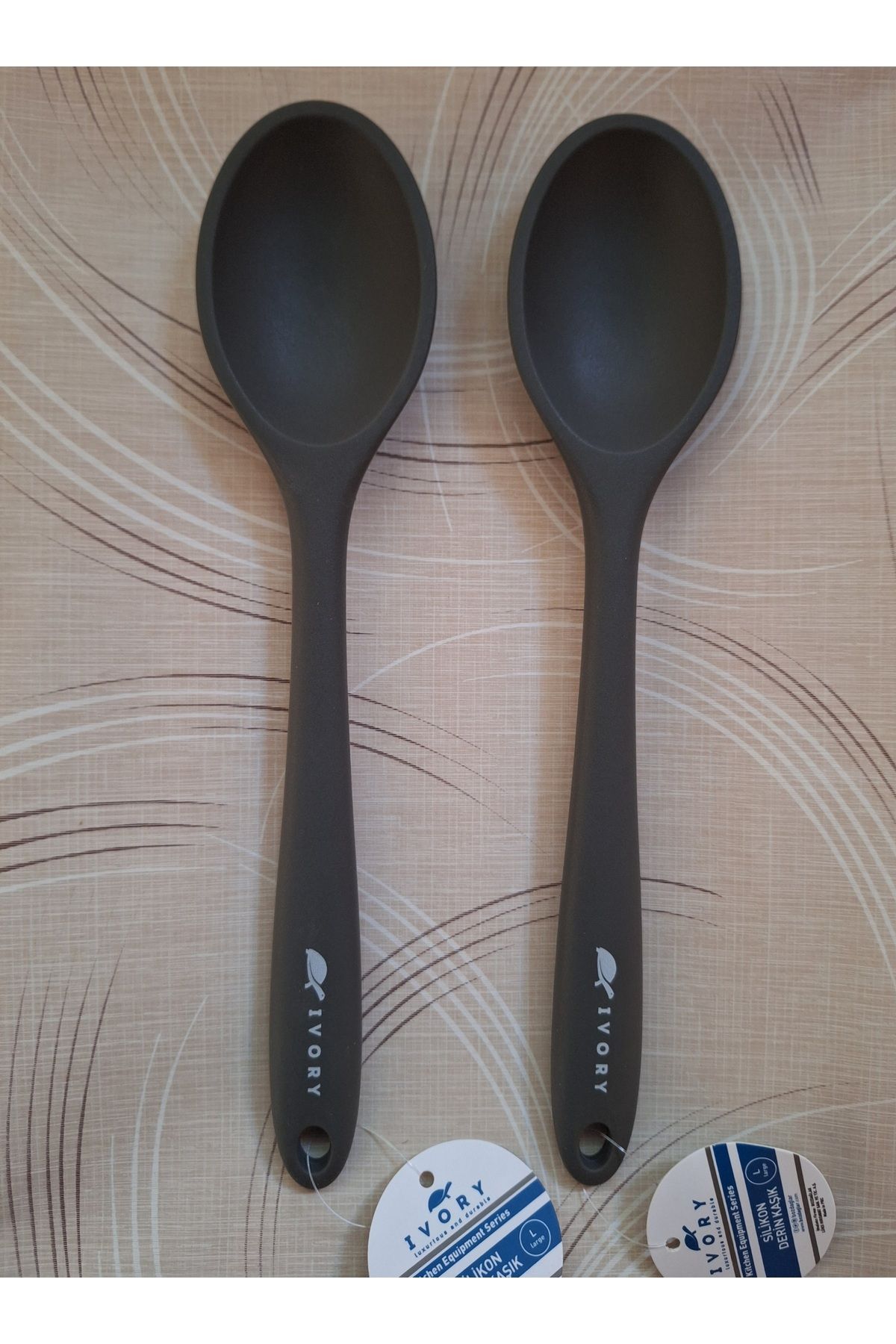 EMPA A V M 2' Lİ IVORY YANMAZ YAPIŞMAZ BÜYÜK BOY (27.5 CM) SİLIKON KAŞIK