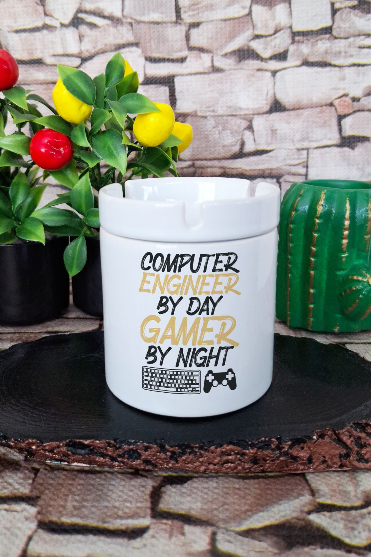 qoeuyl boutique Computer Engineer Bilgisayar Mühendisi Yazılımcı Hediyelik Baskılı Seramik Kapaklı Kokusuz Küllük
