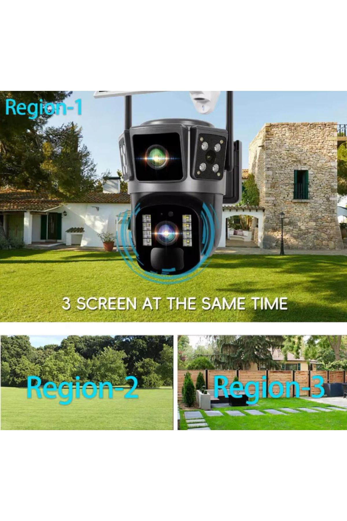 COBI SMART®-Camera de supraveghere solara, 6MP, 360, WiFi, Panou Solar, Night Vision, Detectie Umana, 2 lentile 7