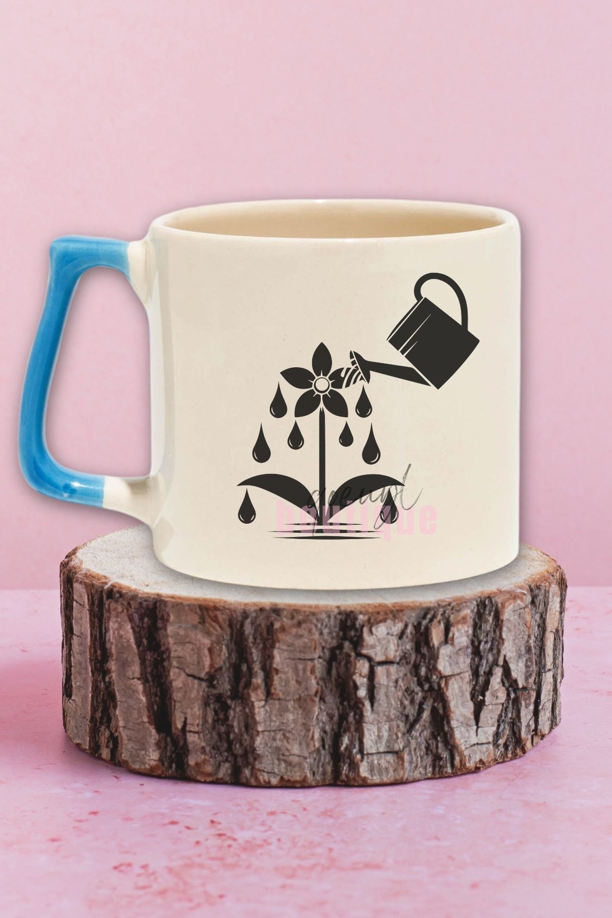 qoeuyl boutique Tears Watering A Flower Symbol Baskılı Olumlama Çiçek Hediyelik Kulplu Kupa Bardak