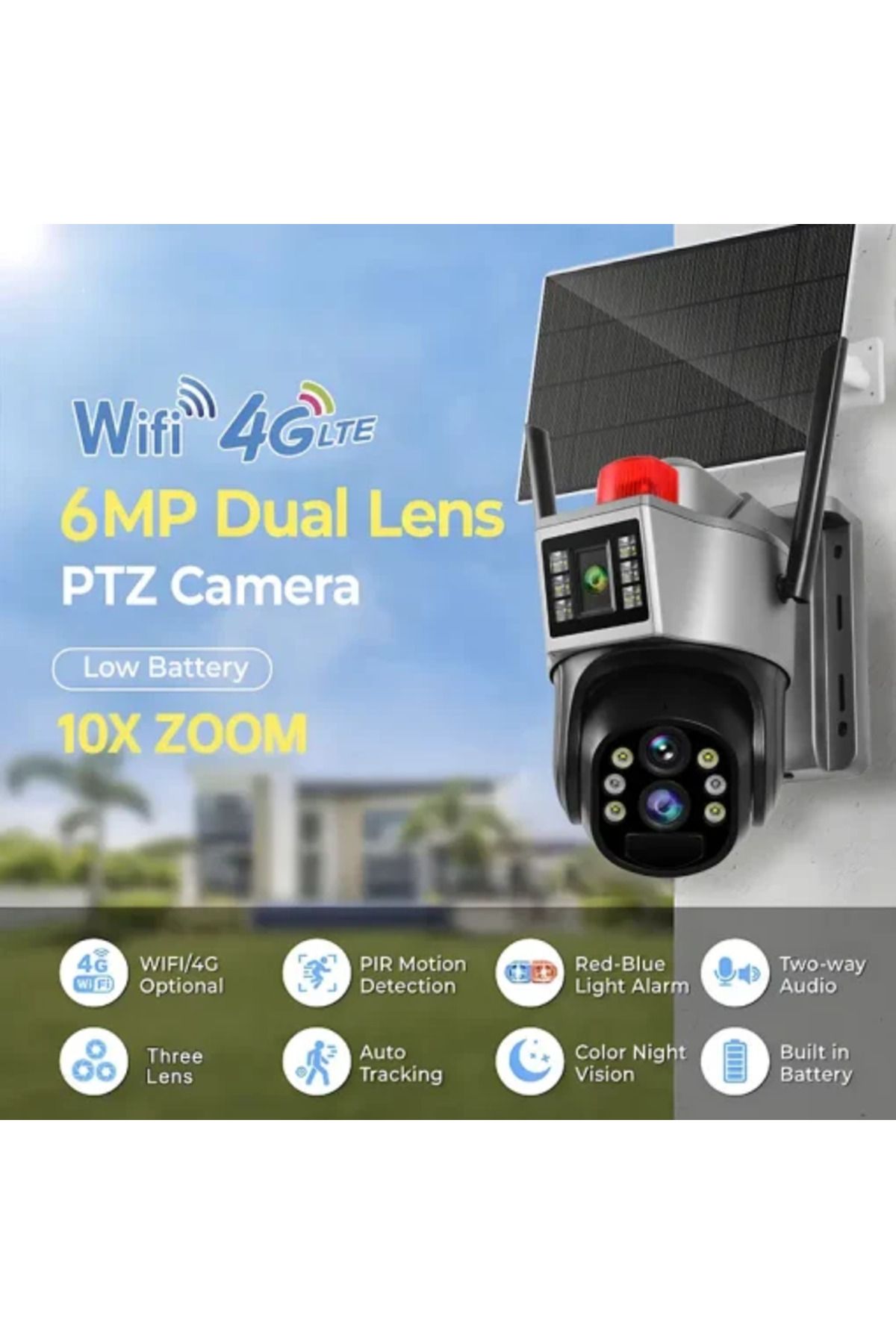 COBI SMART®-Camera De Supraveghere Solara, 2k, 4g, Night Vision, Detecție Mișcare, Avertizare Luminoasă 2