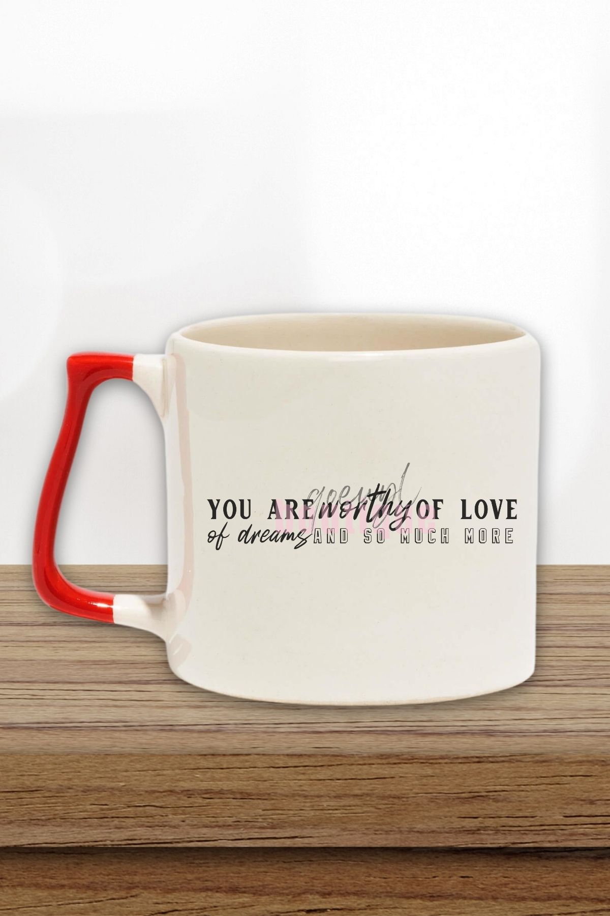 qoeuyl boutique You Are Worthy Of Love Yazılı Sevgiye Değer Manifest Hediyelik Kulplu Kupa Bardak