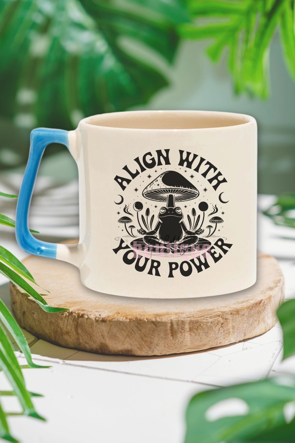 qoeuyl boutique Meditation Frog Self Improvement Baskılı Meditasyon Kurbağa Hediyelik Kulplu Kupa Bardak