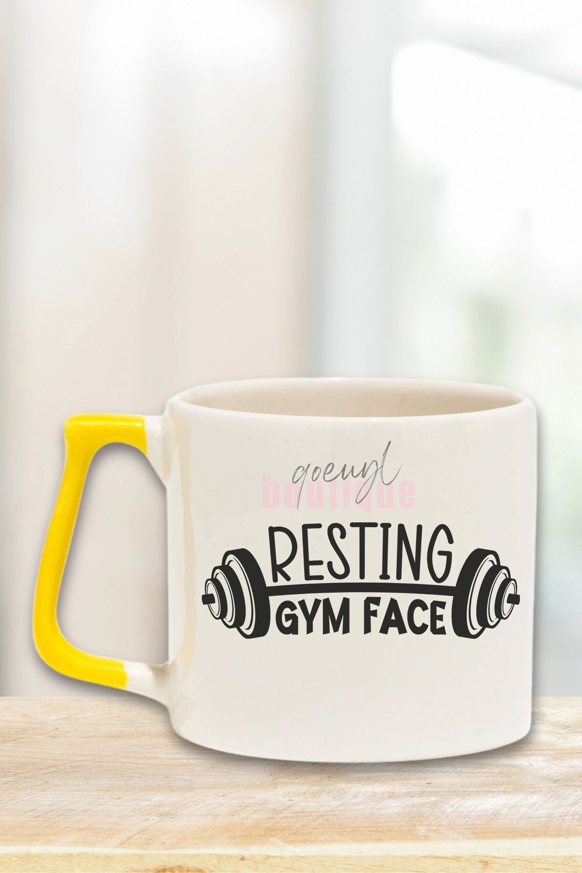 qoeuyl boutique Resting Gym Face Yazılı Komik Gym Spor Fitness Hediyelik Kulplu Kupa Bardak