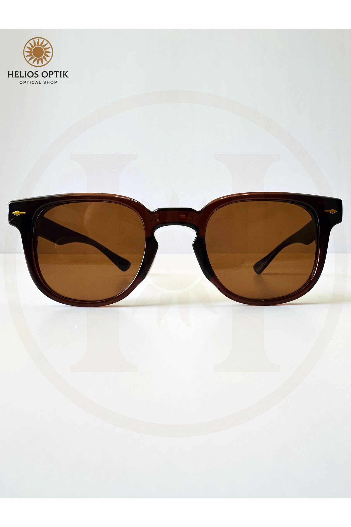 Helios Optik "Amber Bold" Kare Çerçeveli Kahverengi Unisex Güneş Gözlüğü