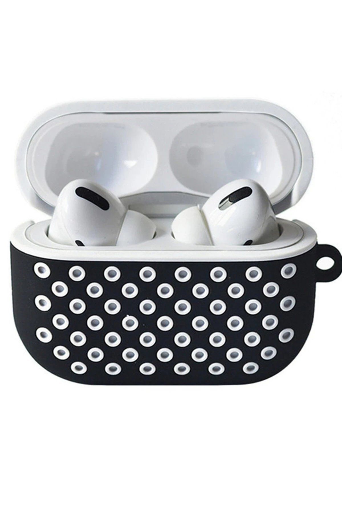 Toptan Bulurum Airpods Pro 2 (2.nesil) Spor Delikli Kılıf - Siyah-Beyaz