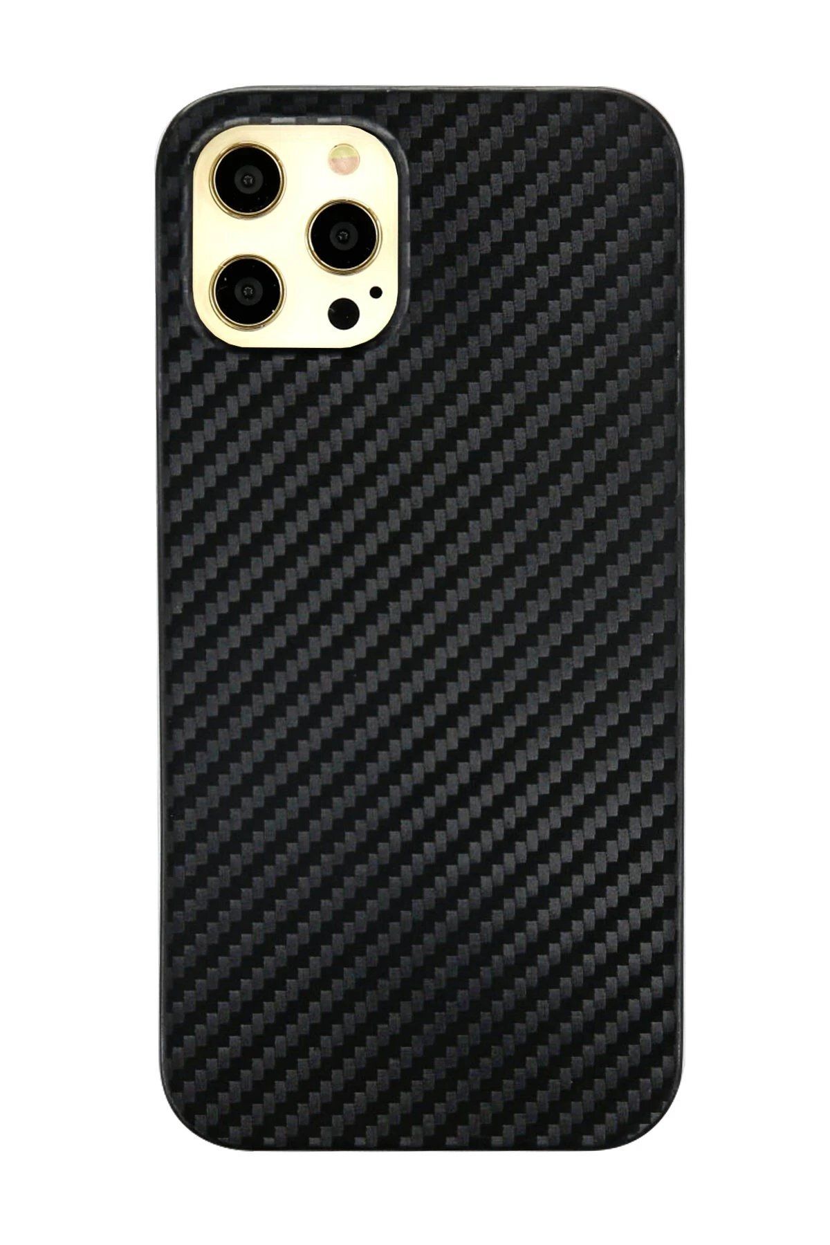 Toptan Bulurum iPhone 12 Pro Max Kılıf Karbon PP Silikon - Siyah