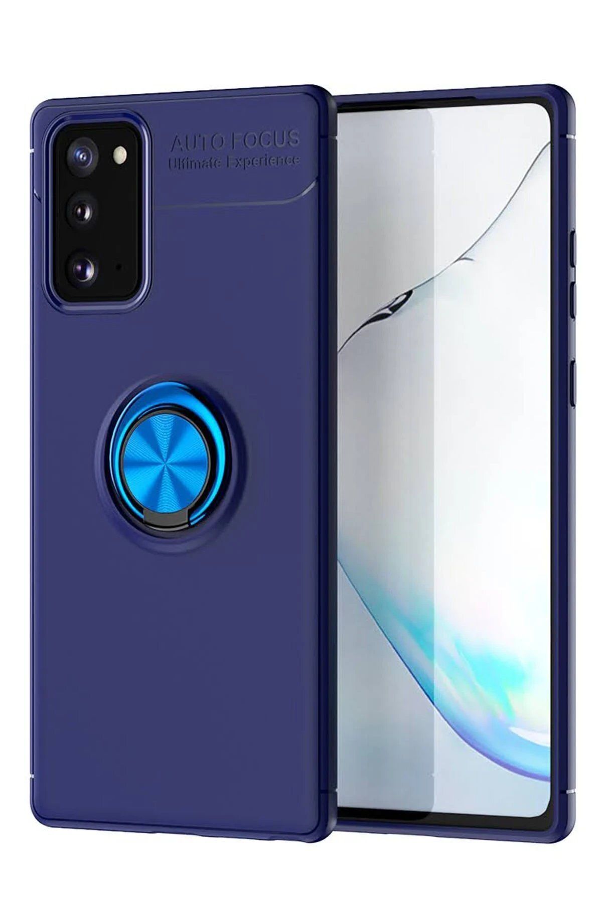 Toptan Bulurum Samsung Galaxy Note 20 Kılıf Range Yüzüklü Silikon - Mavi